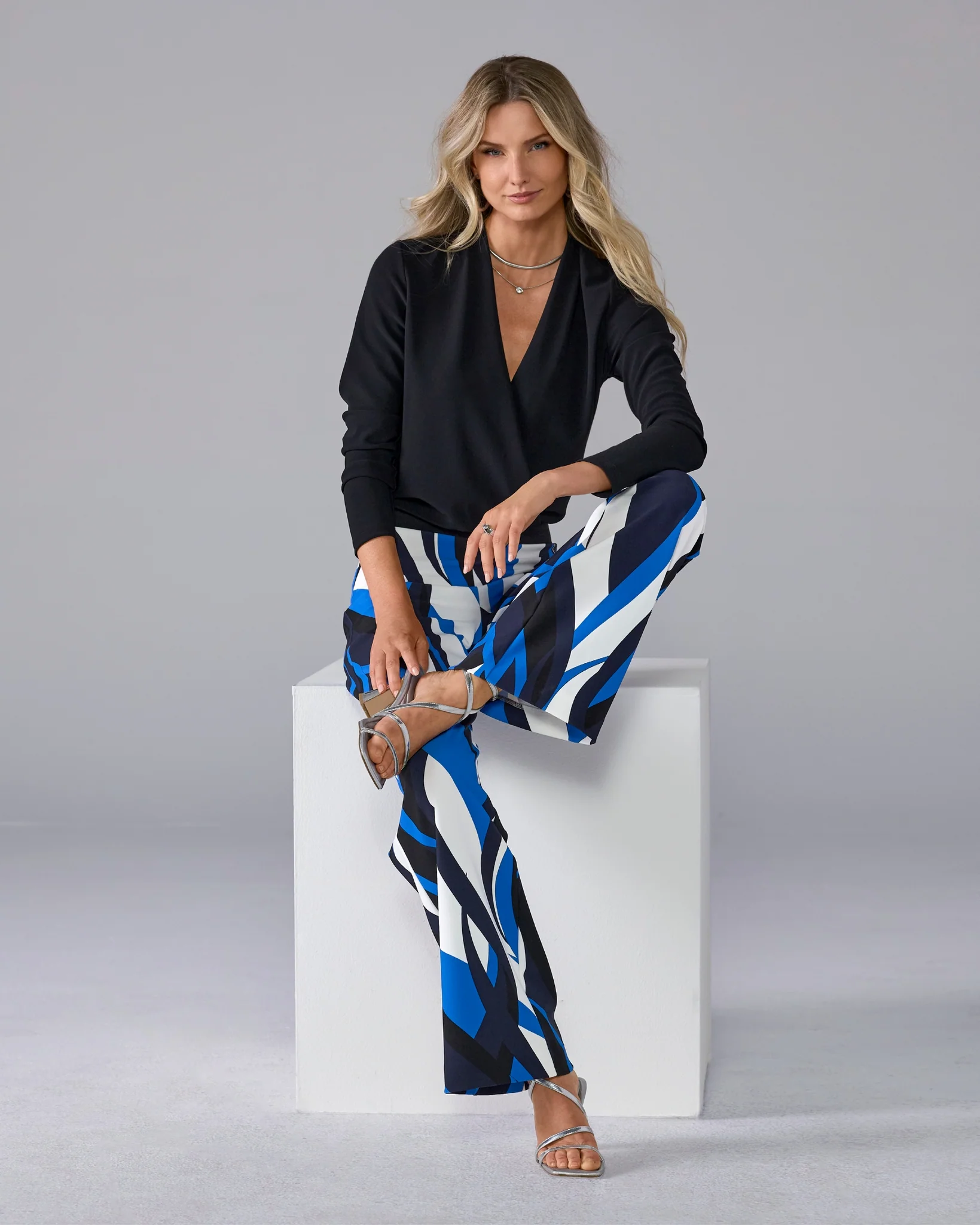 Beyond Travel Print Palazzo Pant Abstract Waves