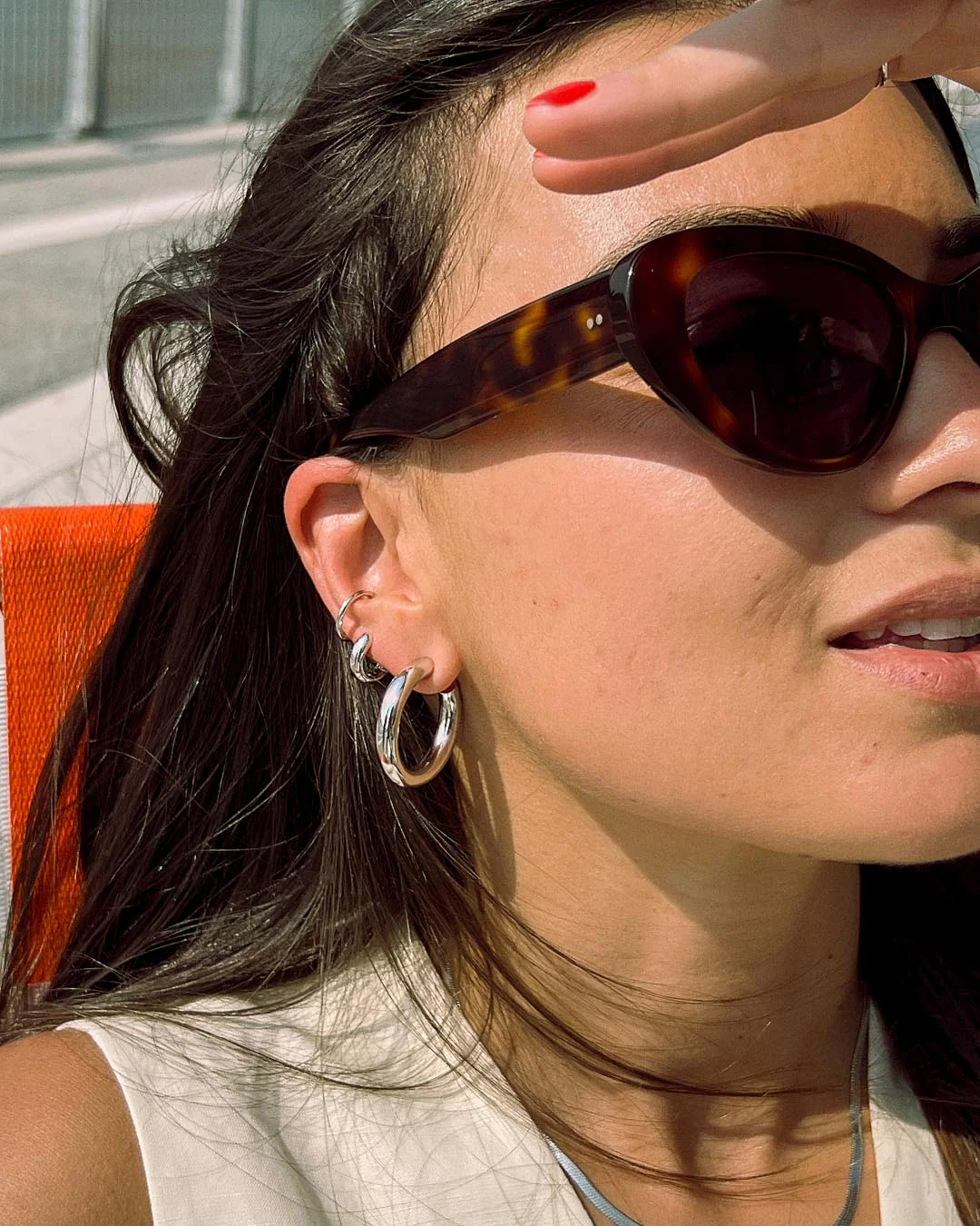 Bold Huggie Hoops - Giulia Silver - Image 5