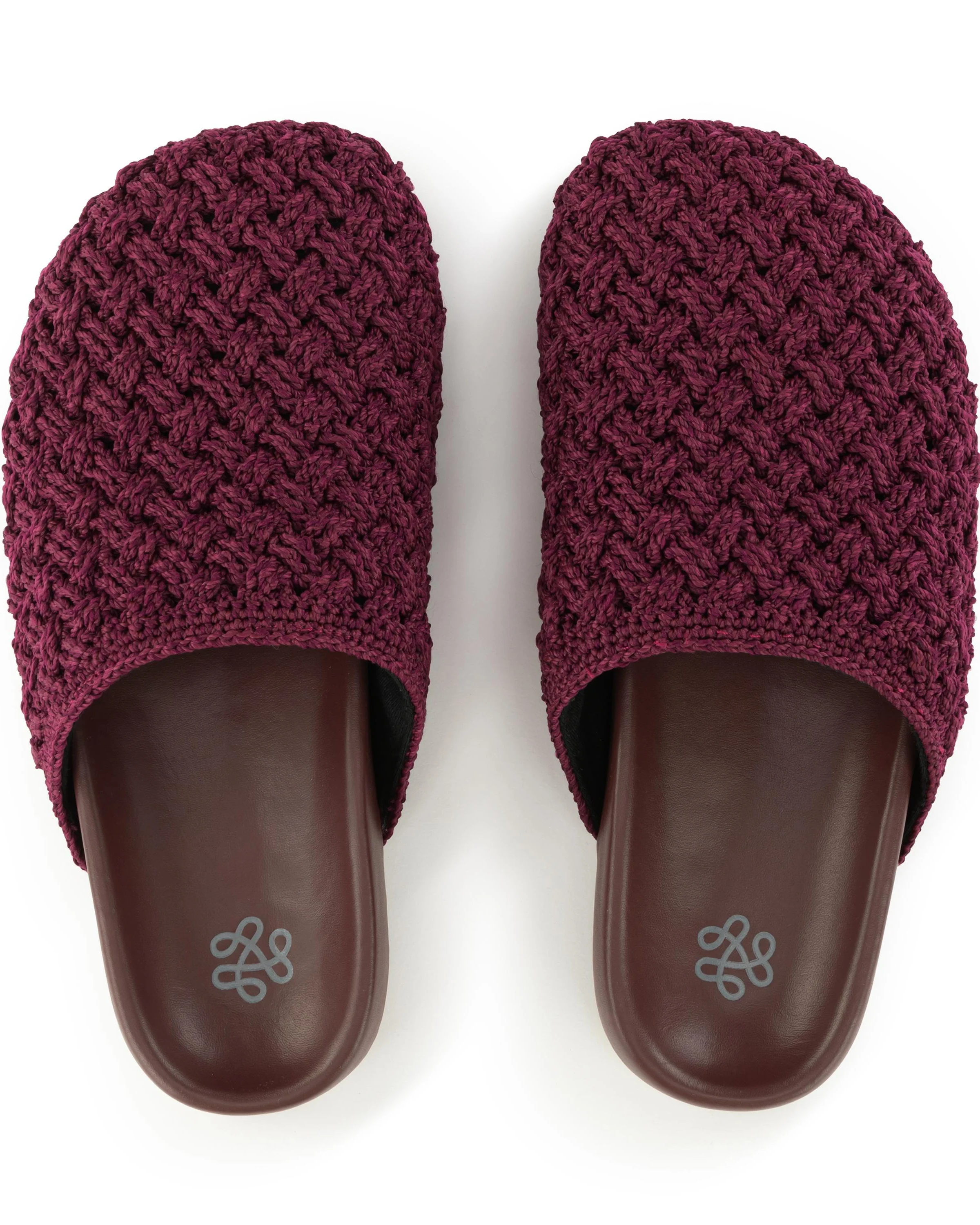Bolinas Clog - Hand Crochet - Black Cherry Cozy Weave