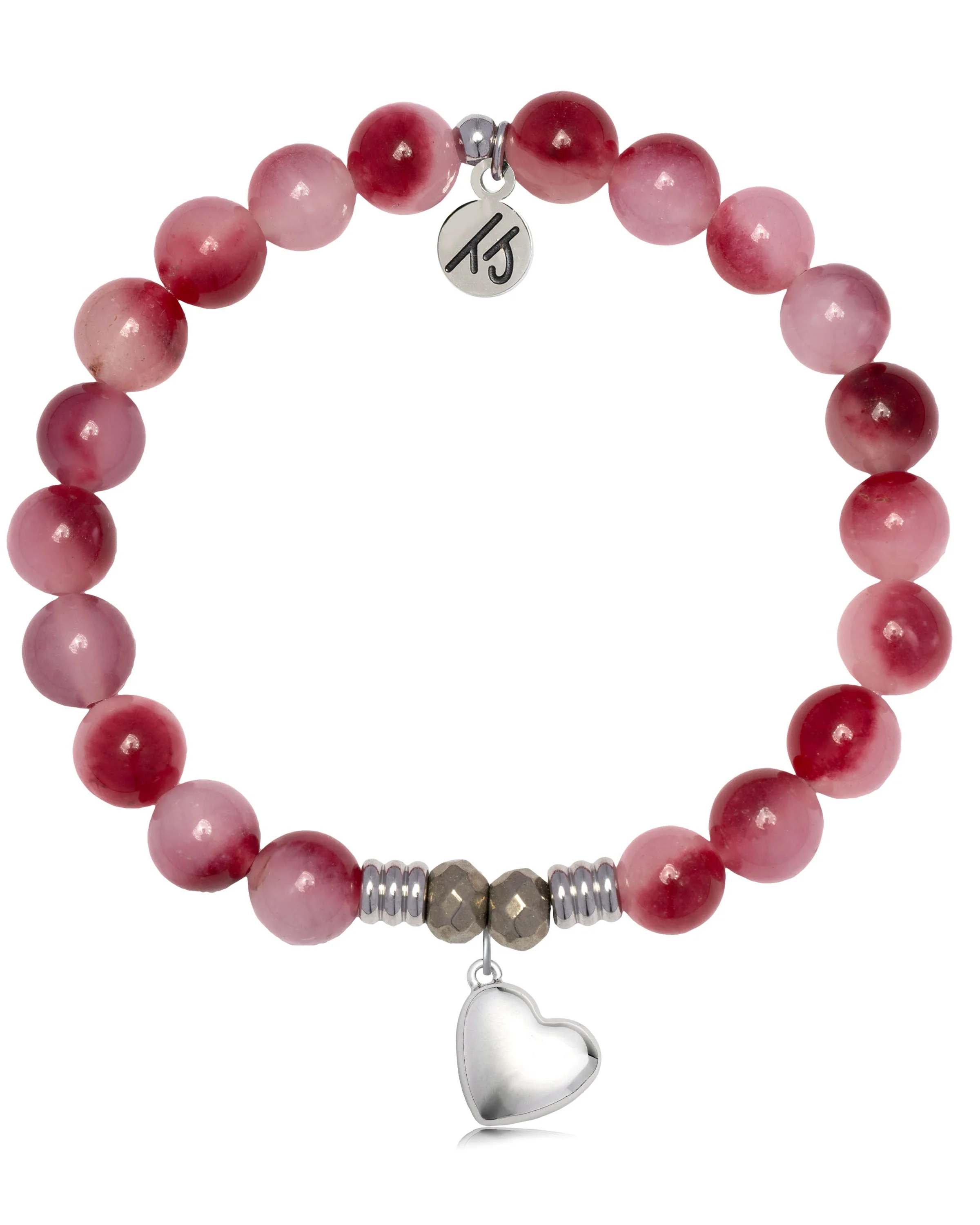 Cherry Jade Gemstone Bracelet with Love the Life You Live Sterling Silver Charm