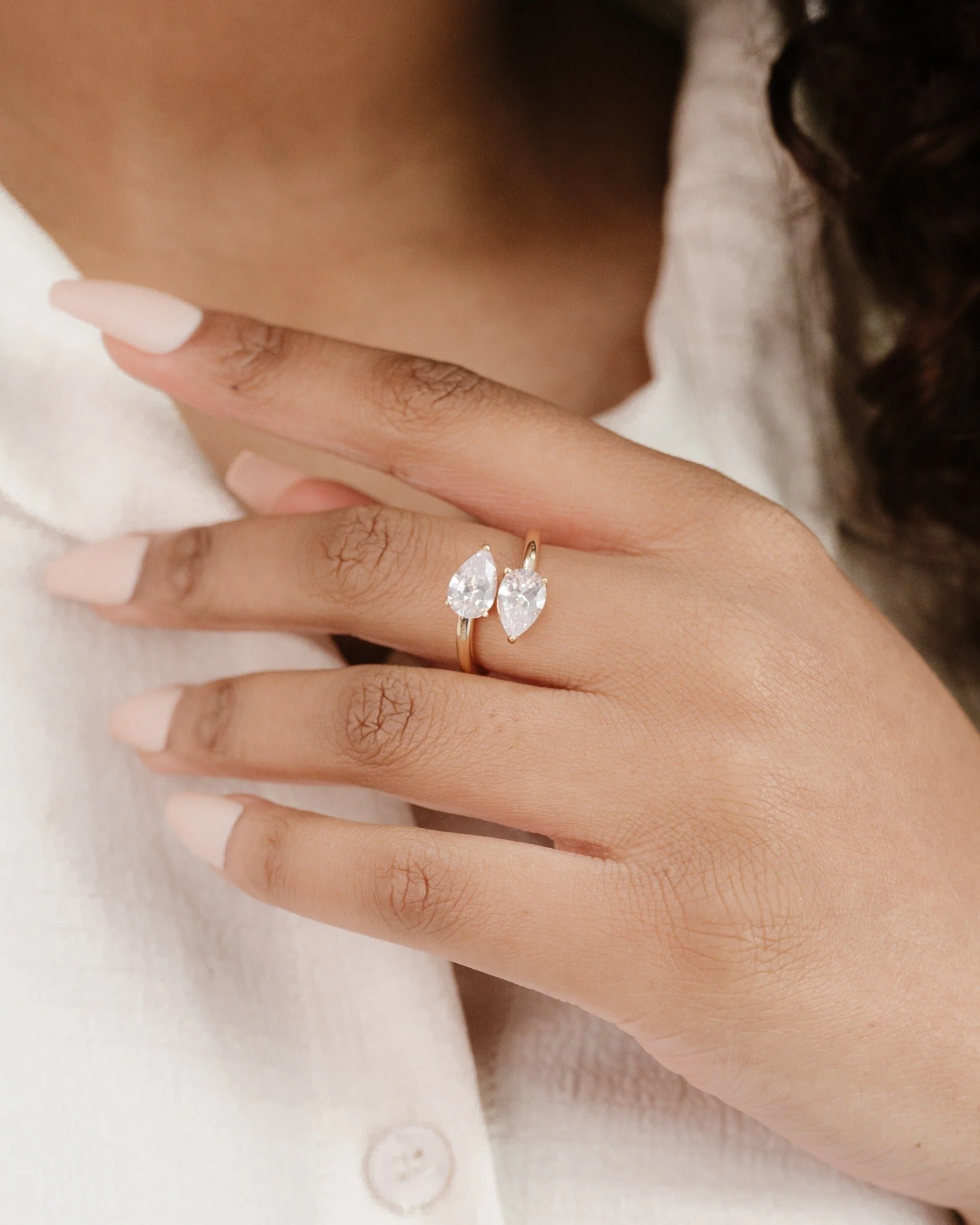 Crystal Teardrop Wrap Ring - Image 2