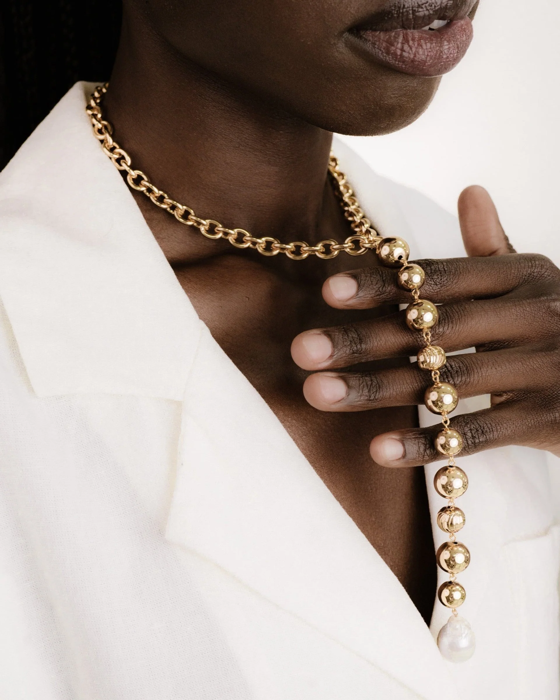 Deep Drop Pearl Lariat Necklace - Image 3