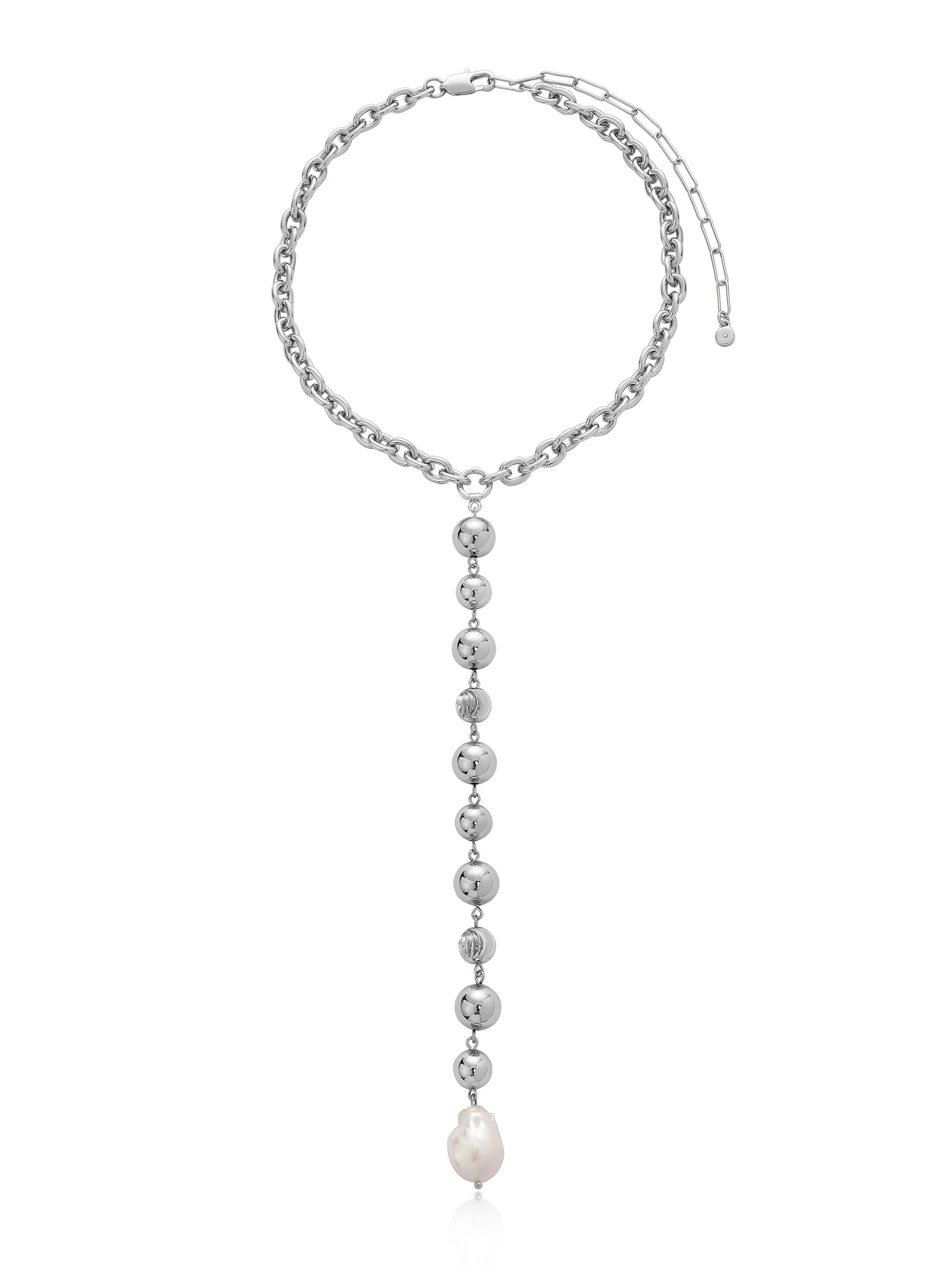 Deep Drop Pearl Lariat Necklace - Image 8
