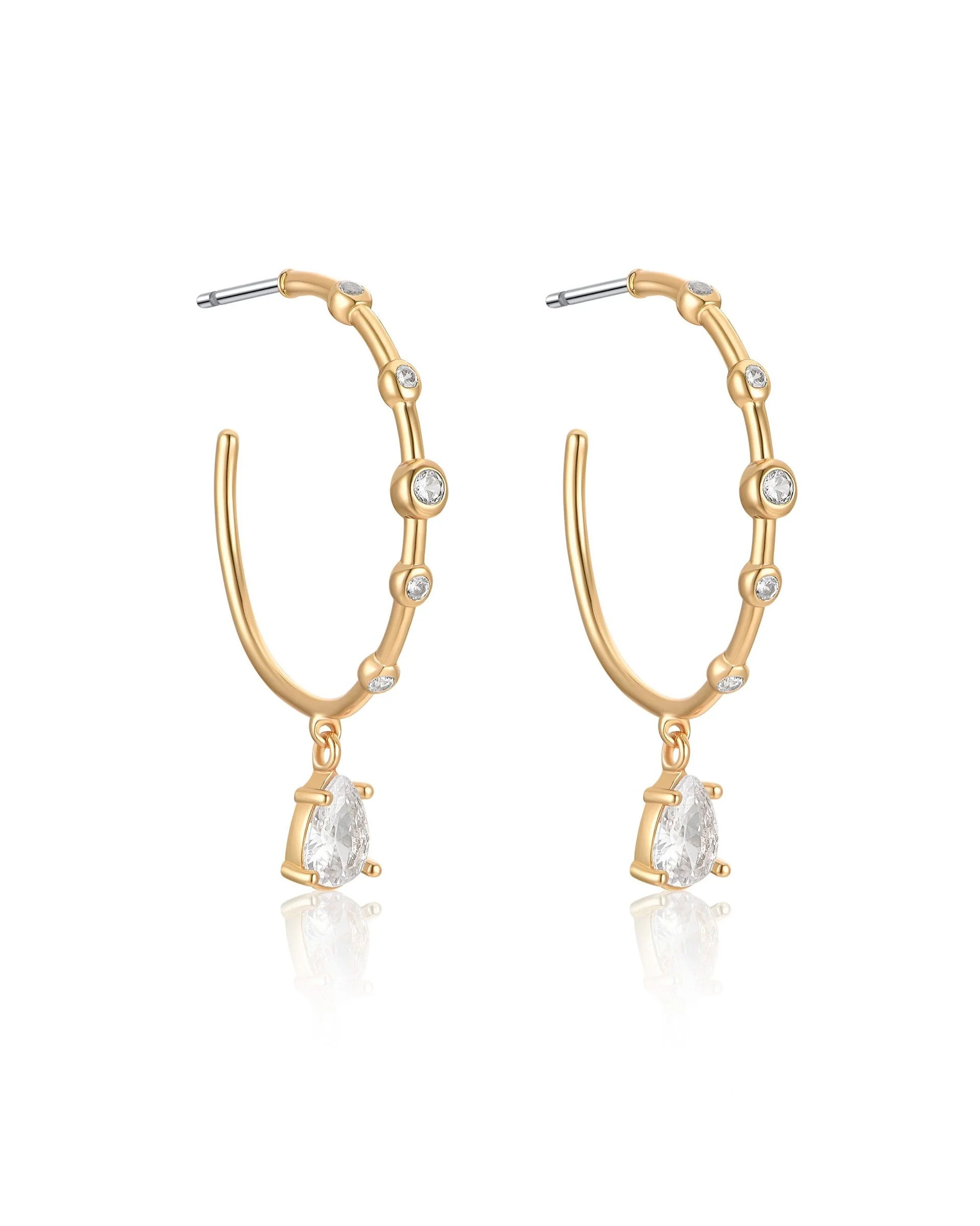 Delicate Crystal Charm Hoop Earrings - Image 4