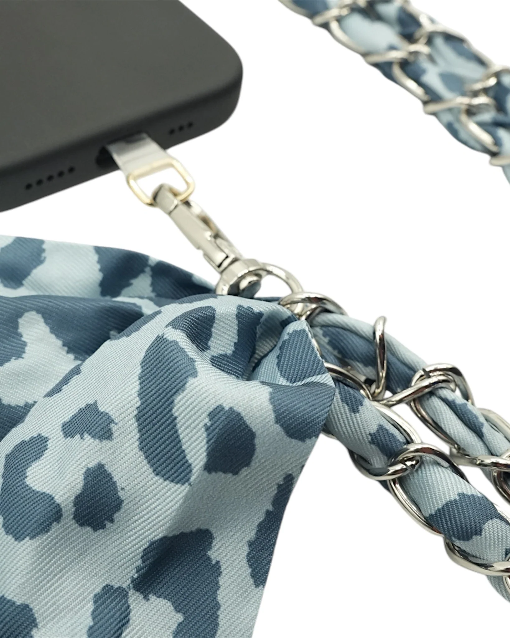 Denim Cheetah Crossbody Phone Chain - Image 3