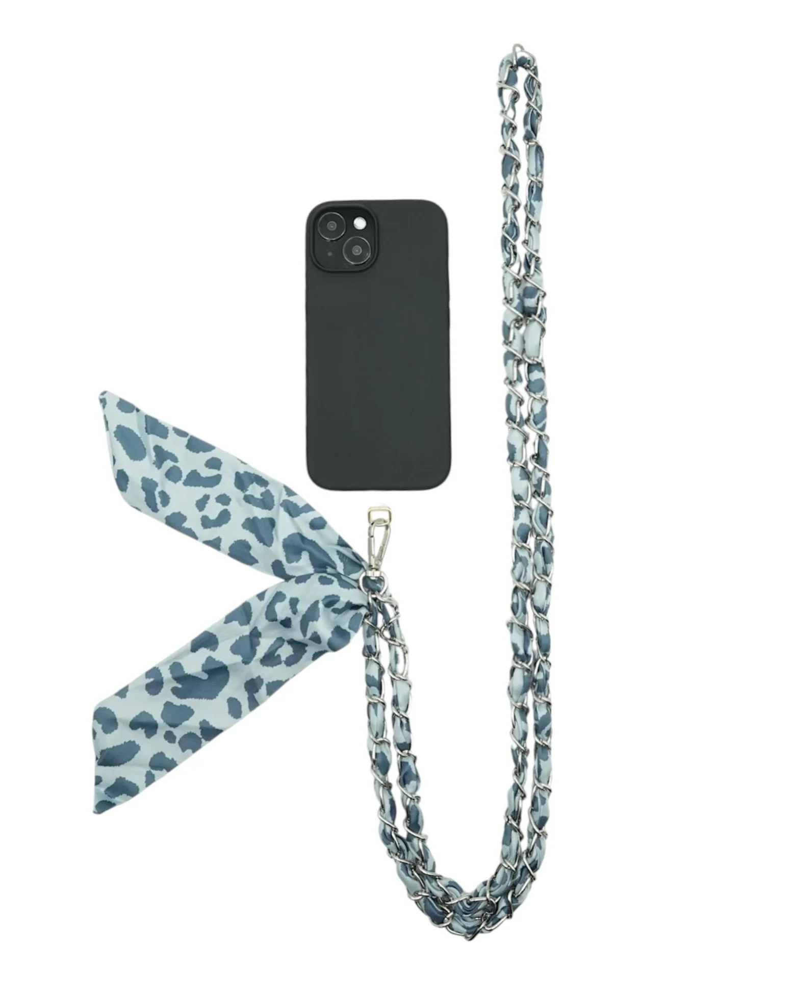 Denim Cheetah Crossbody Phone Chain - Image 4