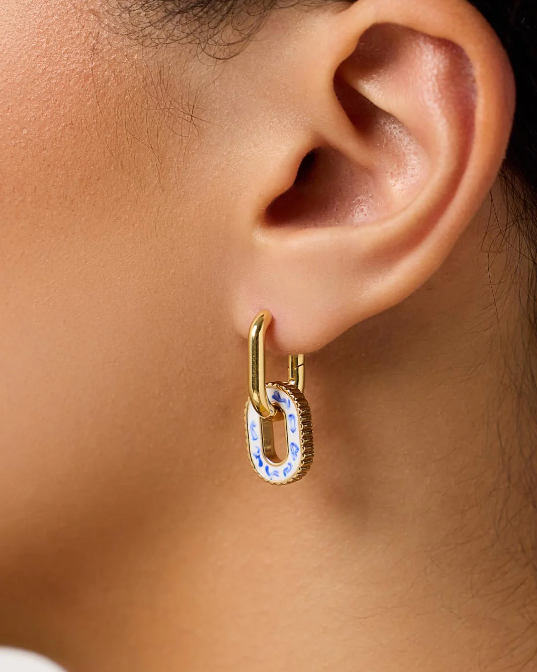 Double Hoop Earrings - Ash Double Marble Blue - Image 2