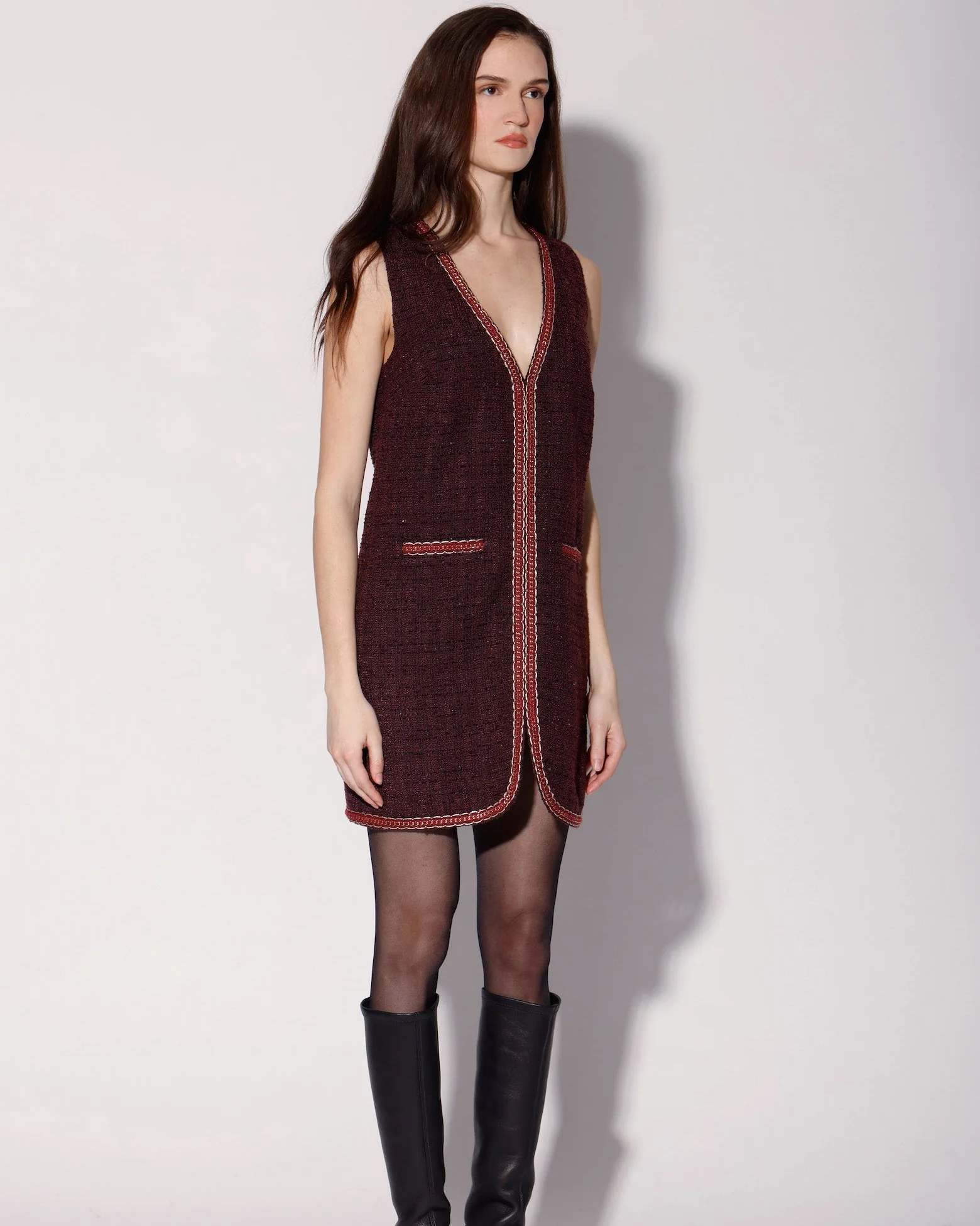 Evie Dress, Bordeaux Tweed - Image 3