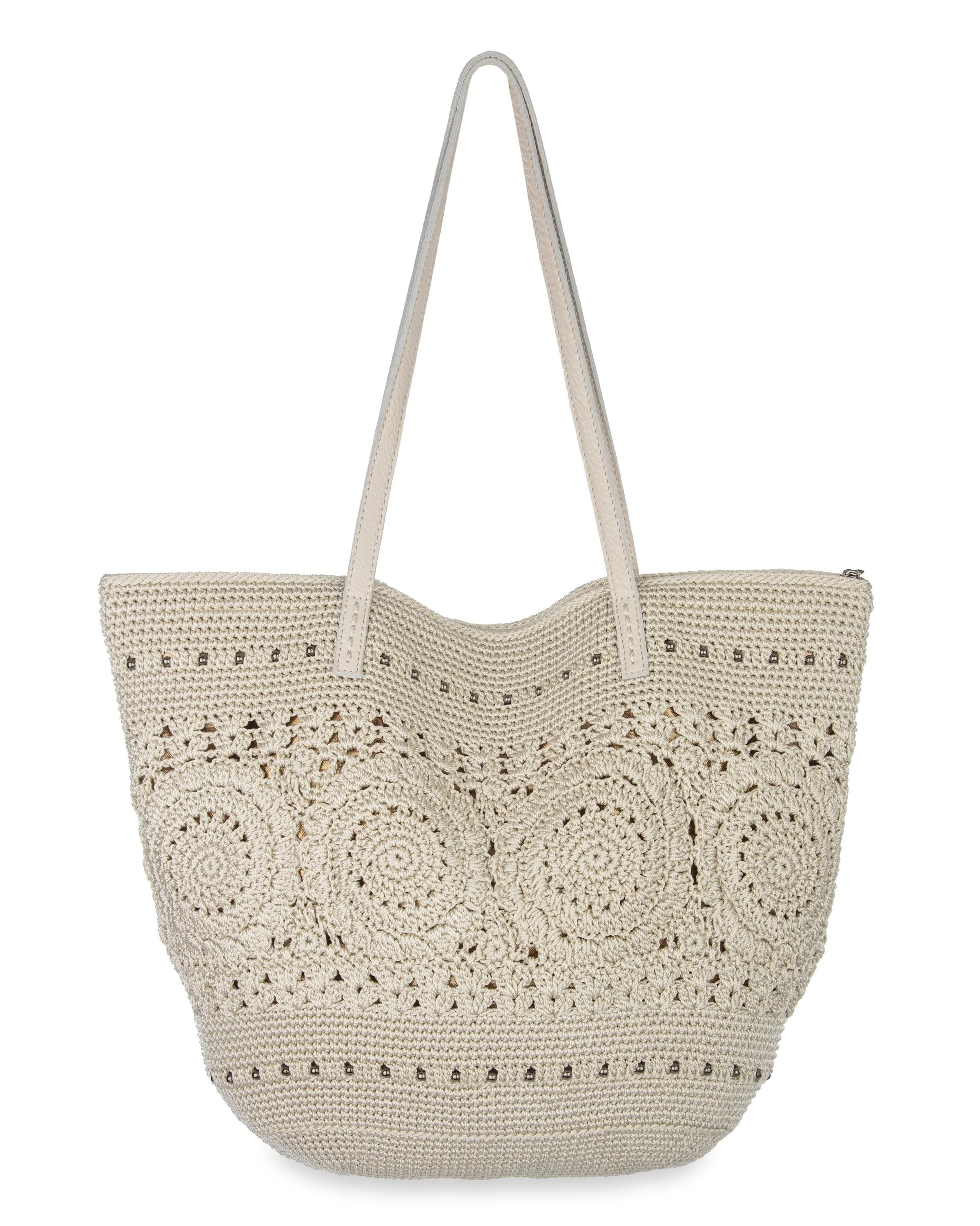 Faye Large Tote - Hand Crochet - Natural Medallion - Image 4