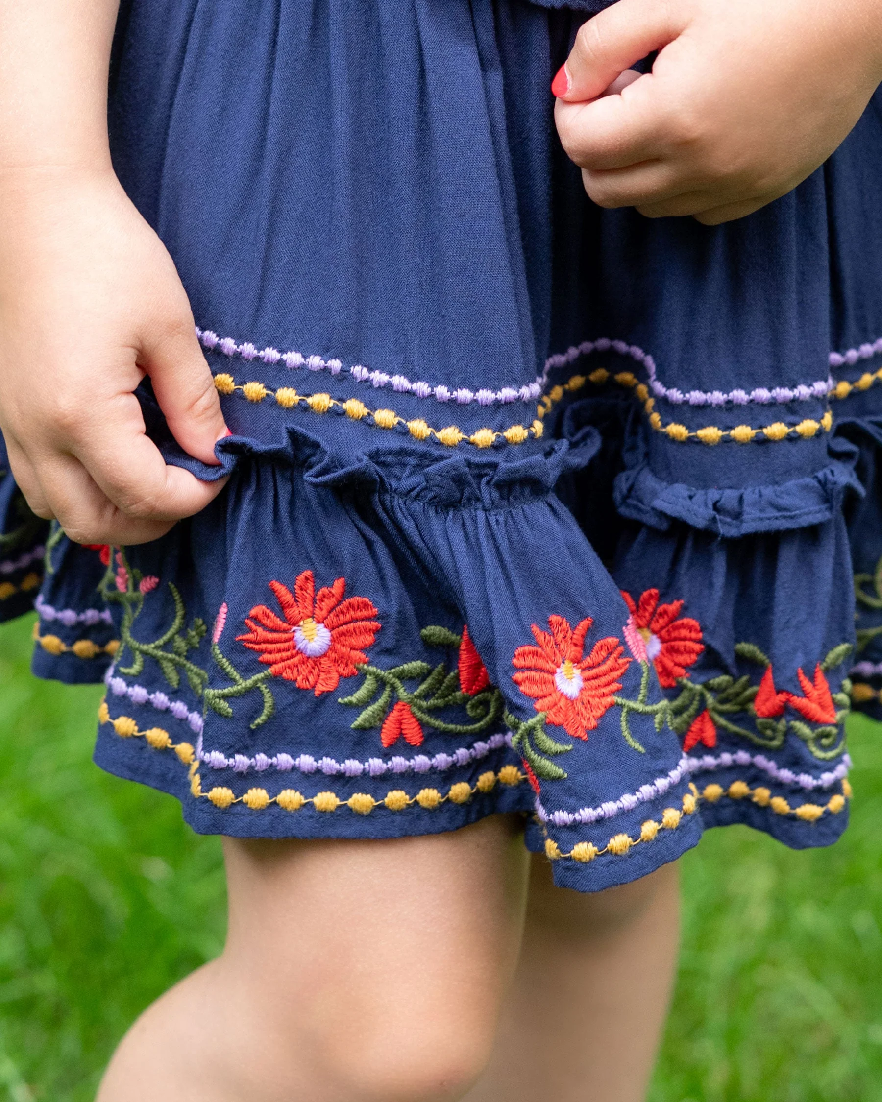 Girls Zoe Dress In Gardenia Embroidery - Image 5