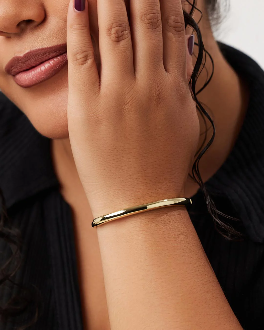 Gold Bangle Bracelet - Brynley - Image 2