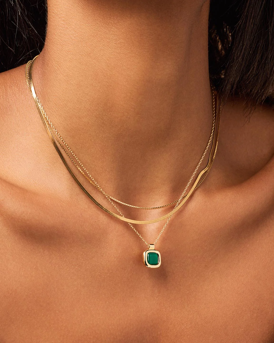 Gold Pendant - Clara Pendant Green Onyx - Image 2