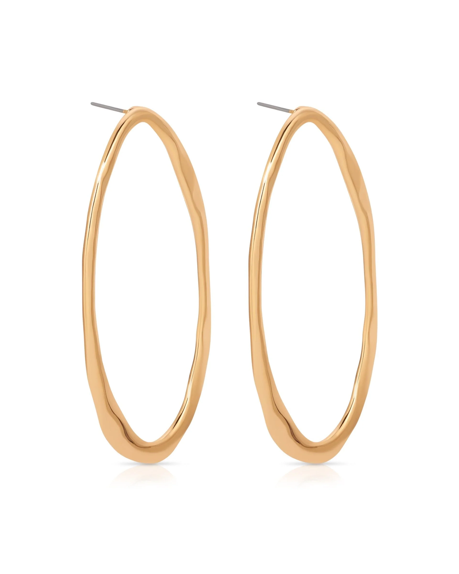 Hammered Large Oval Earrings - Image 3