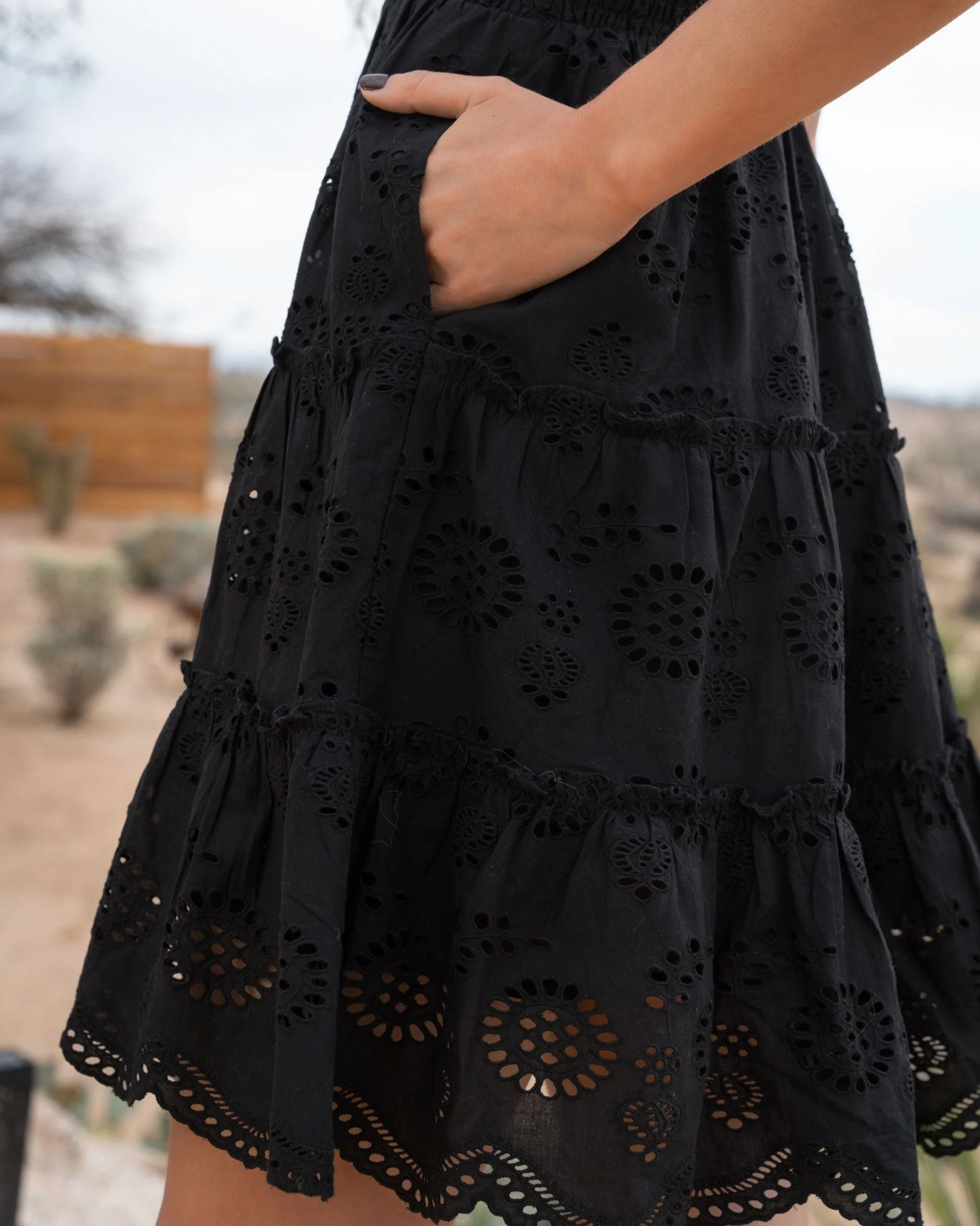 Hannah Dress In Black Eyelet - Image 7