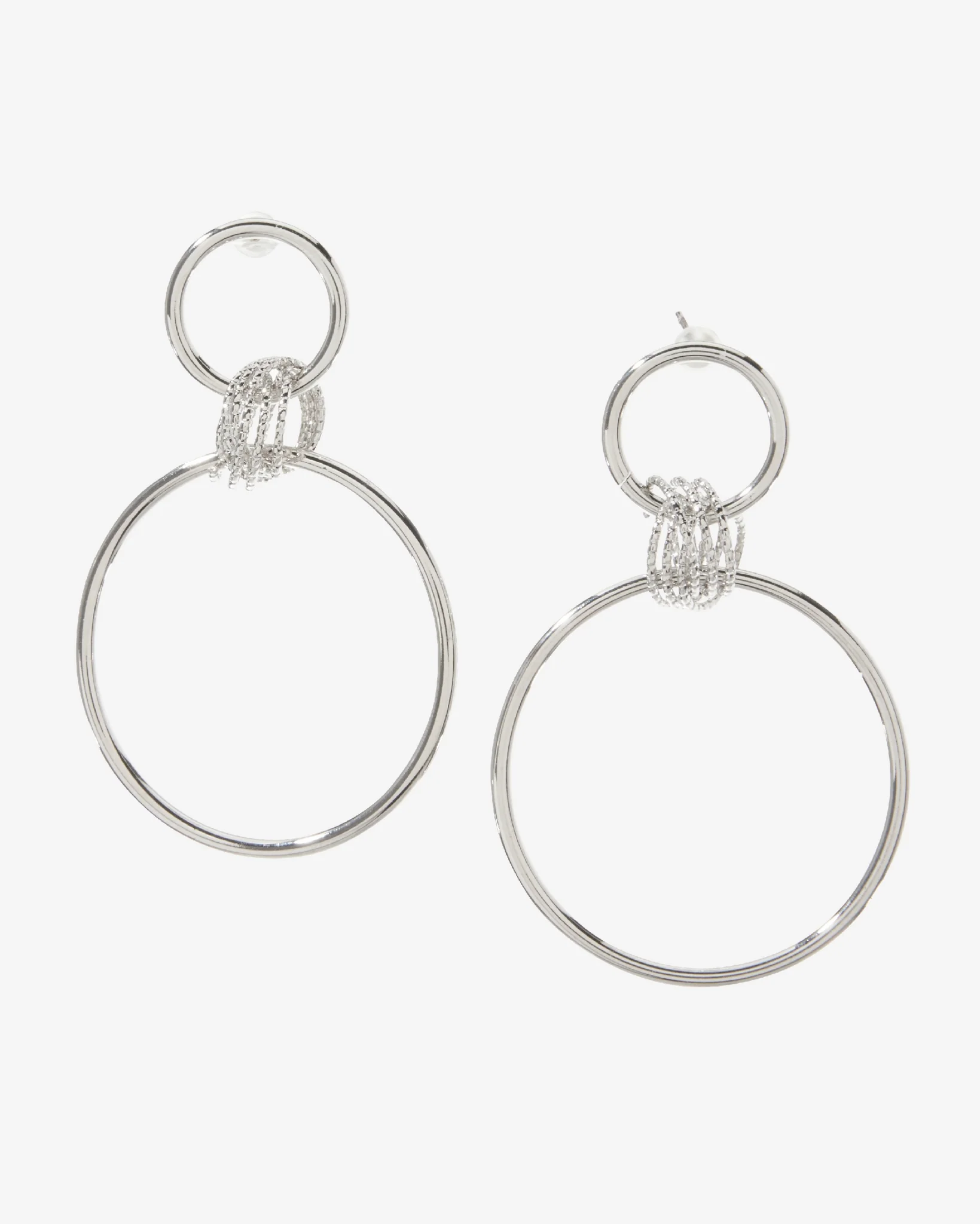 Hoop Drop Earring Silver