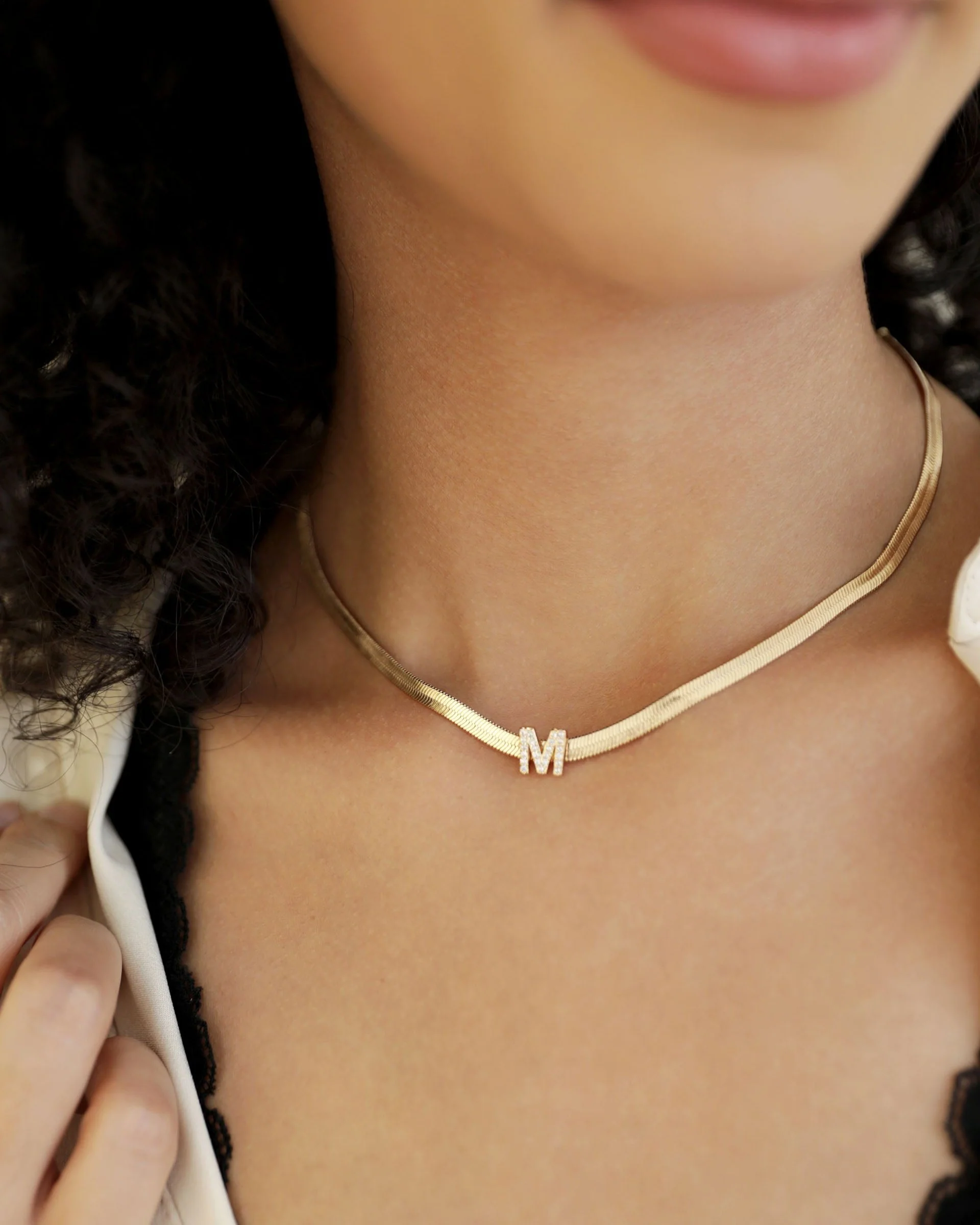 Initial Herringbone Necklace - Image 2