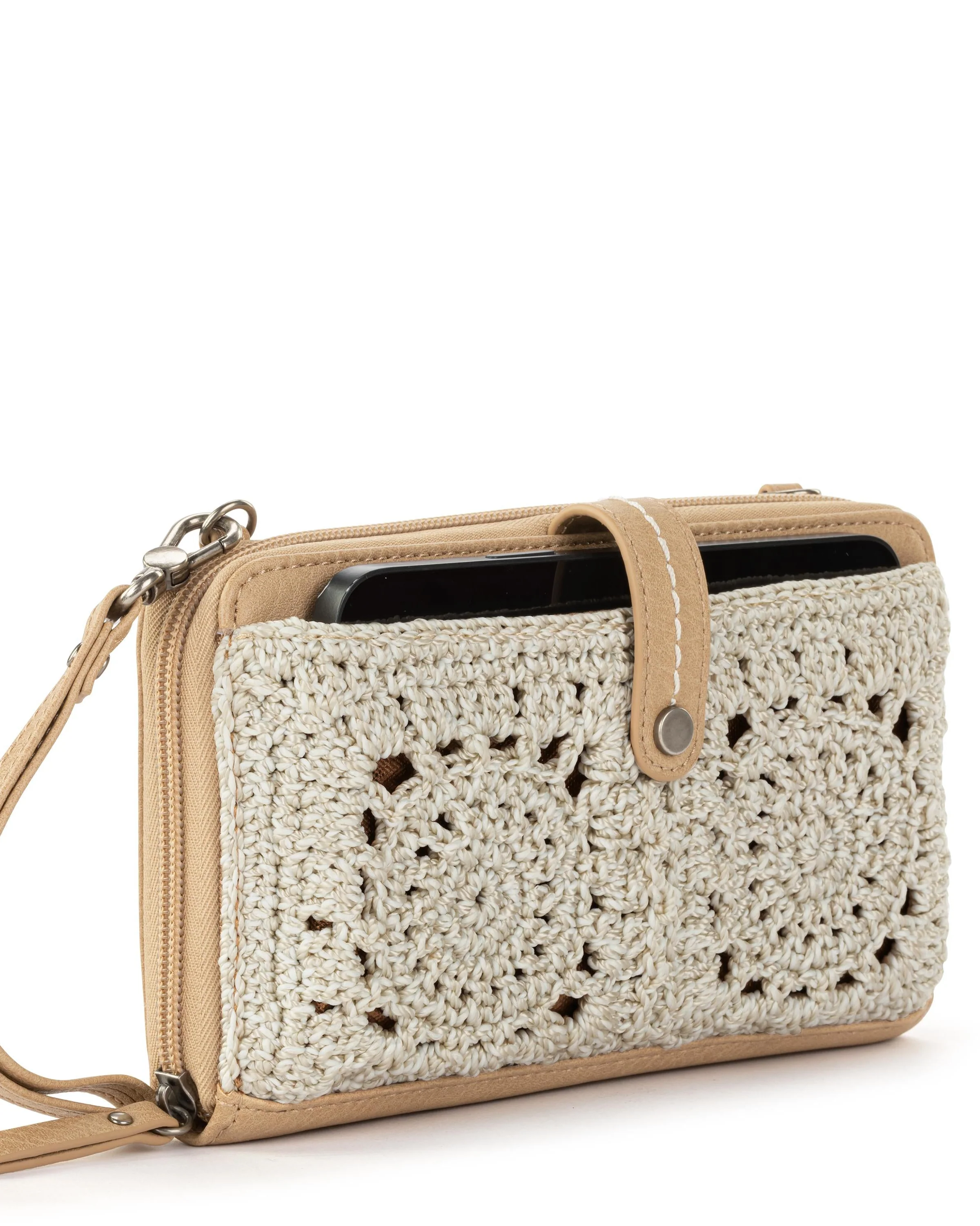 Iris Smartphone Wallet - Hand Crochet - Natural Medallion - Image 4