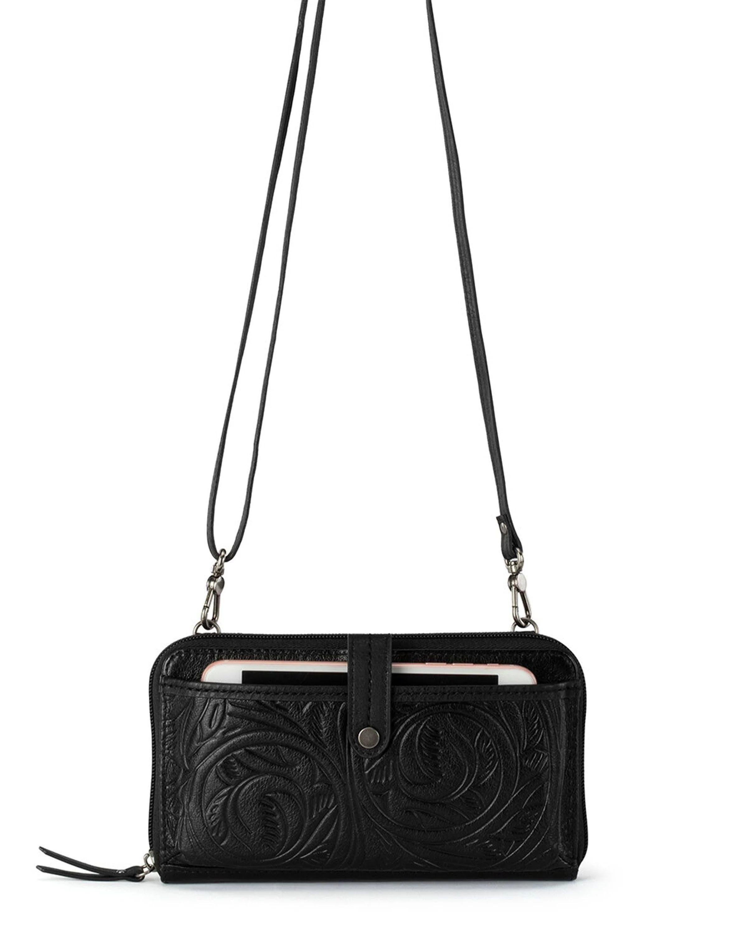 Iris Smartphone Wallet - Leather - Black Leaf Embossed - Image 3