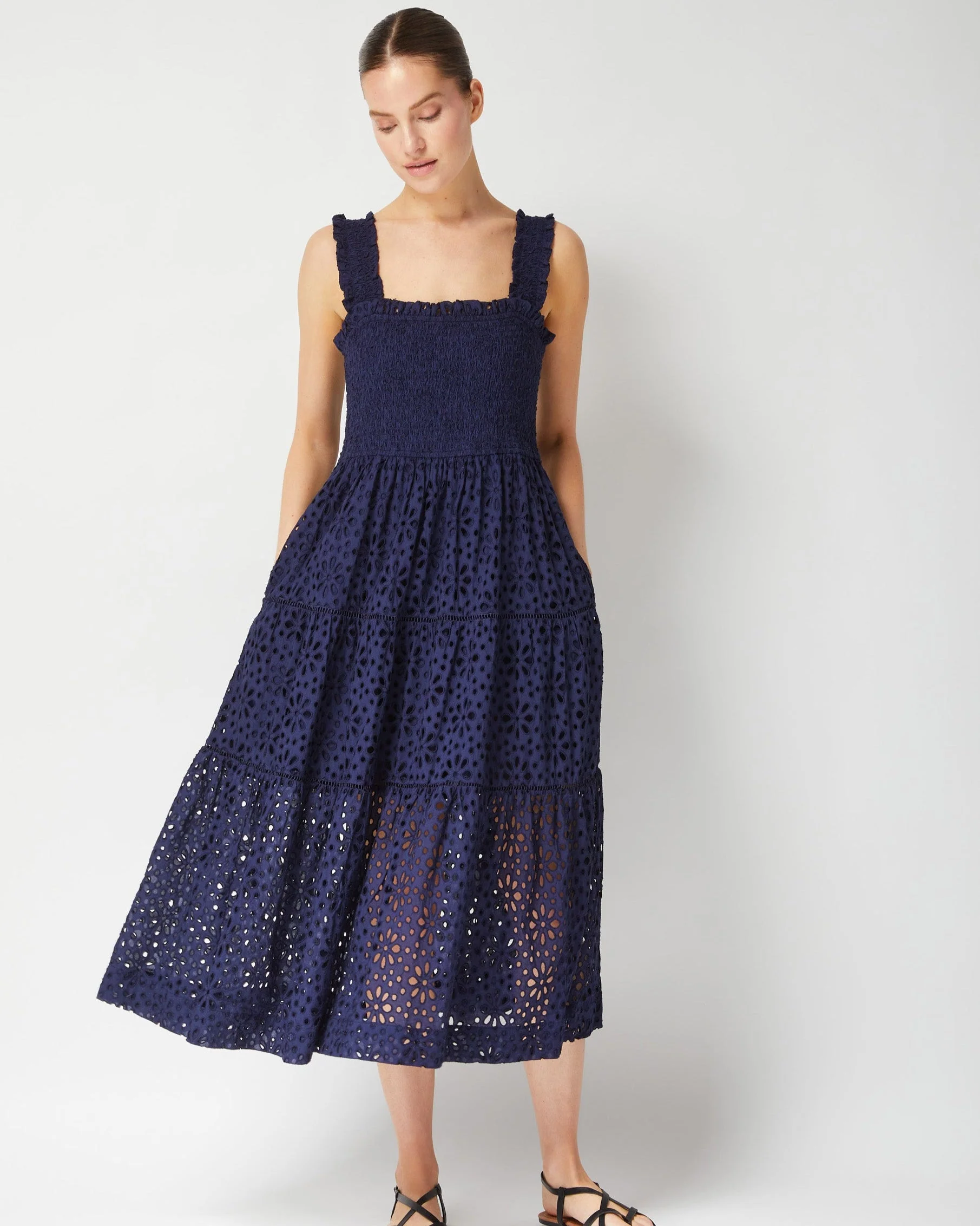 Kristen Dress Navy Seaside Eyelet - Image 6