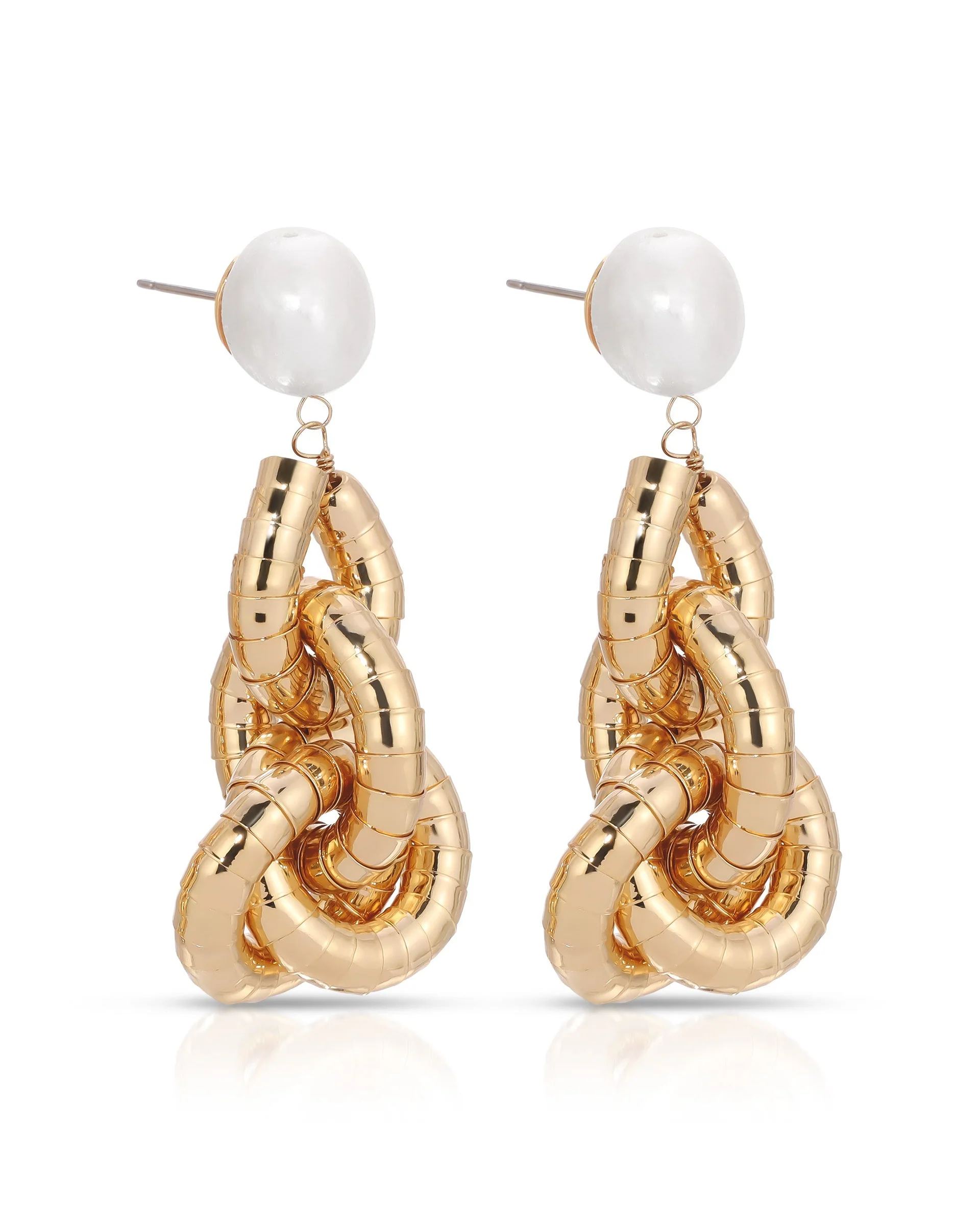 Liquid Gold Pearl Drop Earrings - Image 3