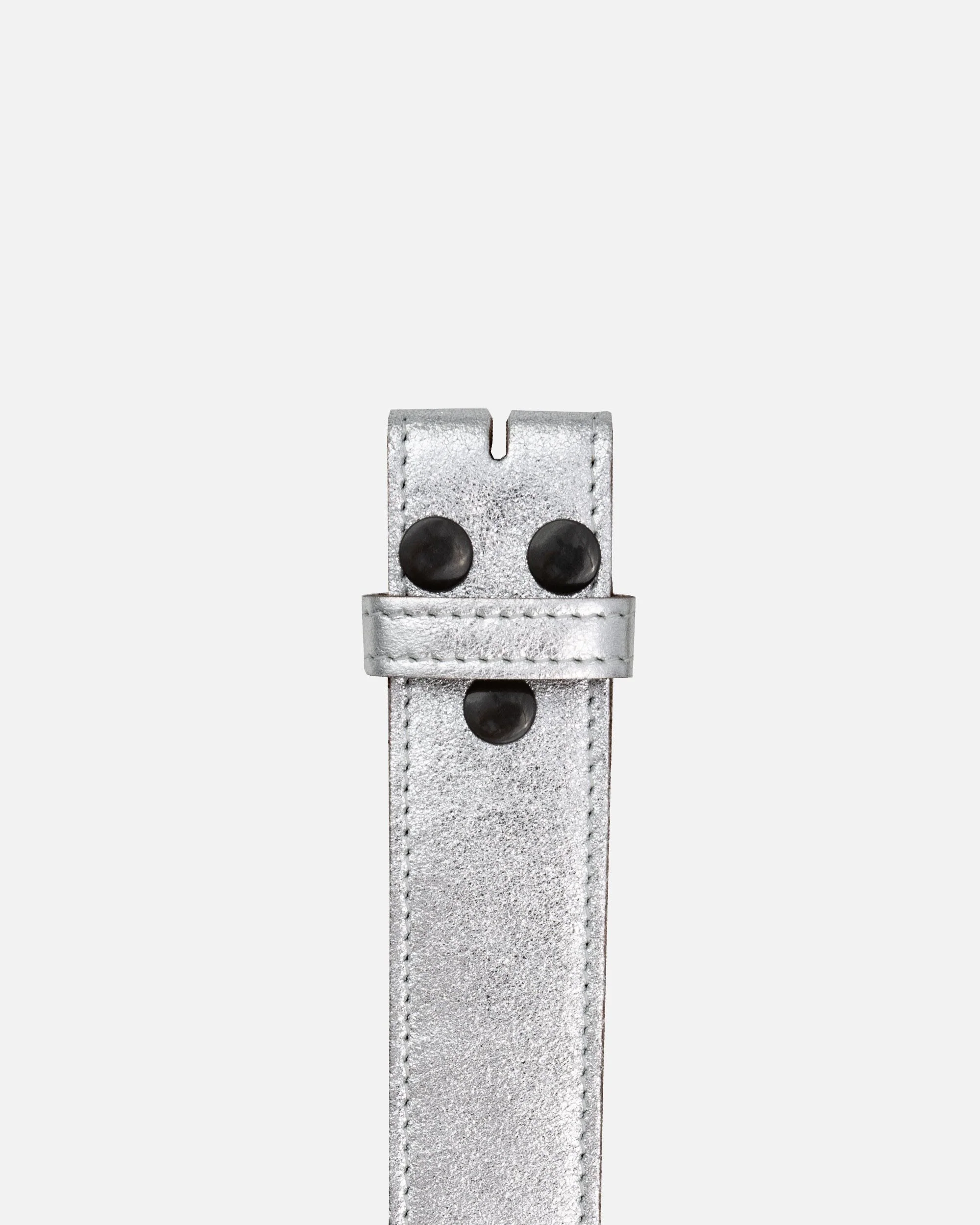 Marcella | Silver Metallic Leather Belt Strap - Image 5