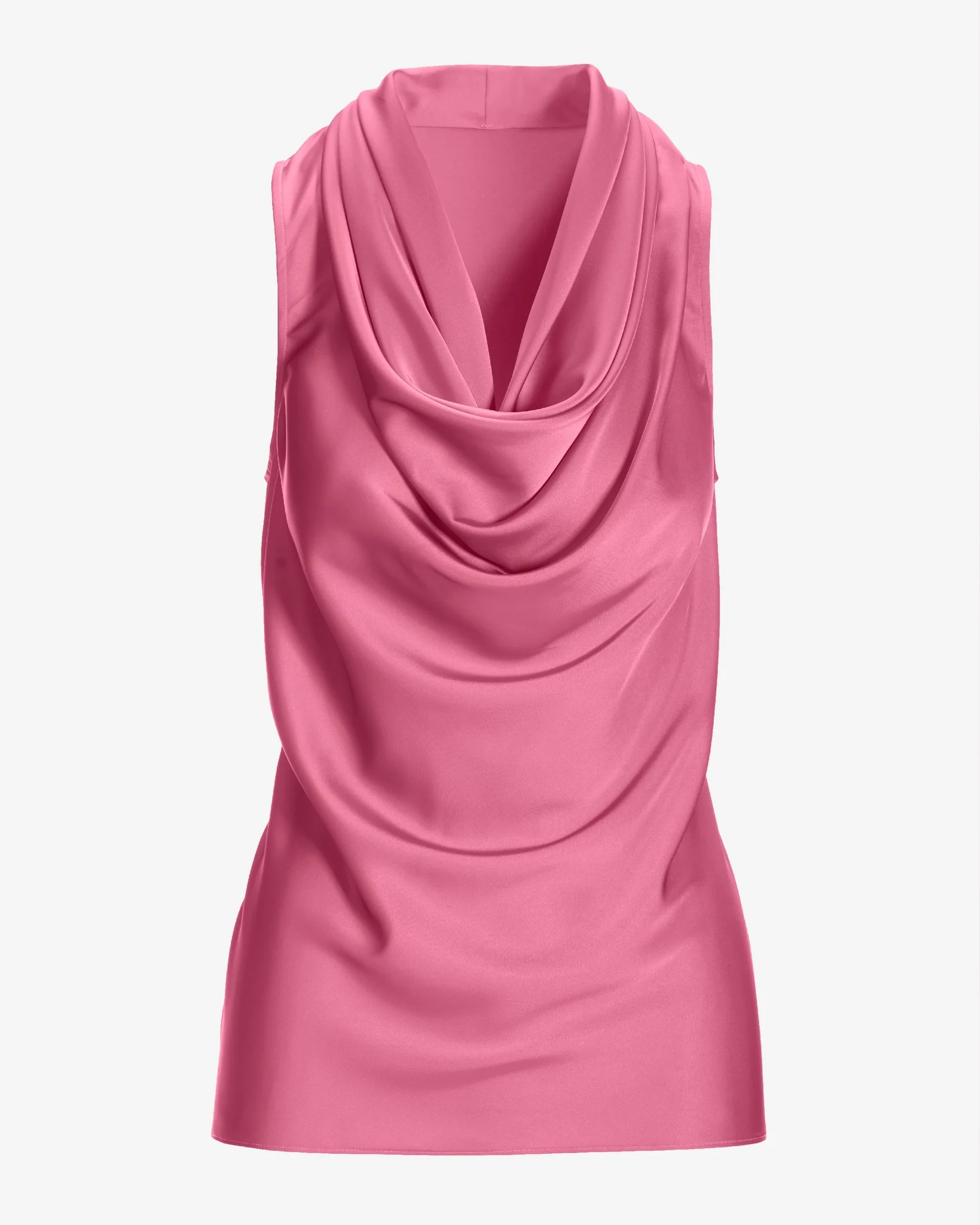 Marilyn Cowl-Neck Charmeuse Blouse Aurora Pink - Image 2