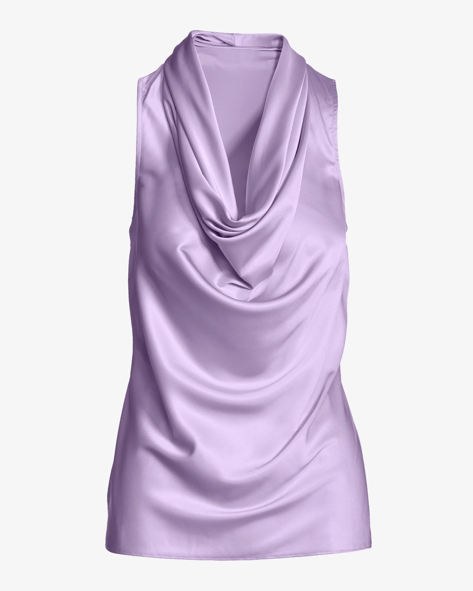 Marilyn Cowl-Neck Charmeuse Blouse Pastel Lilac - Image 2