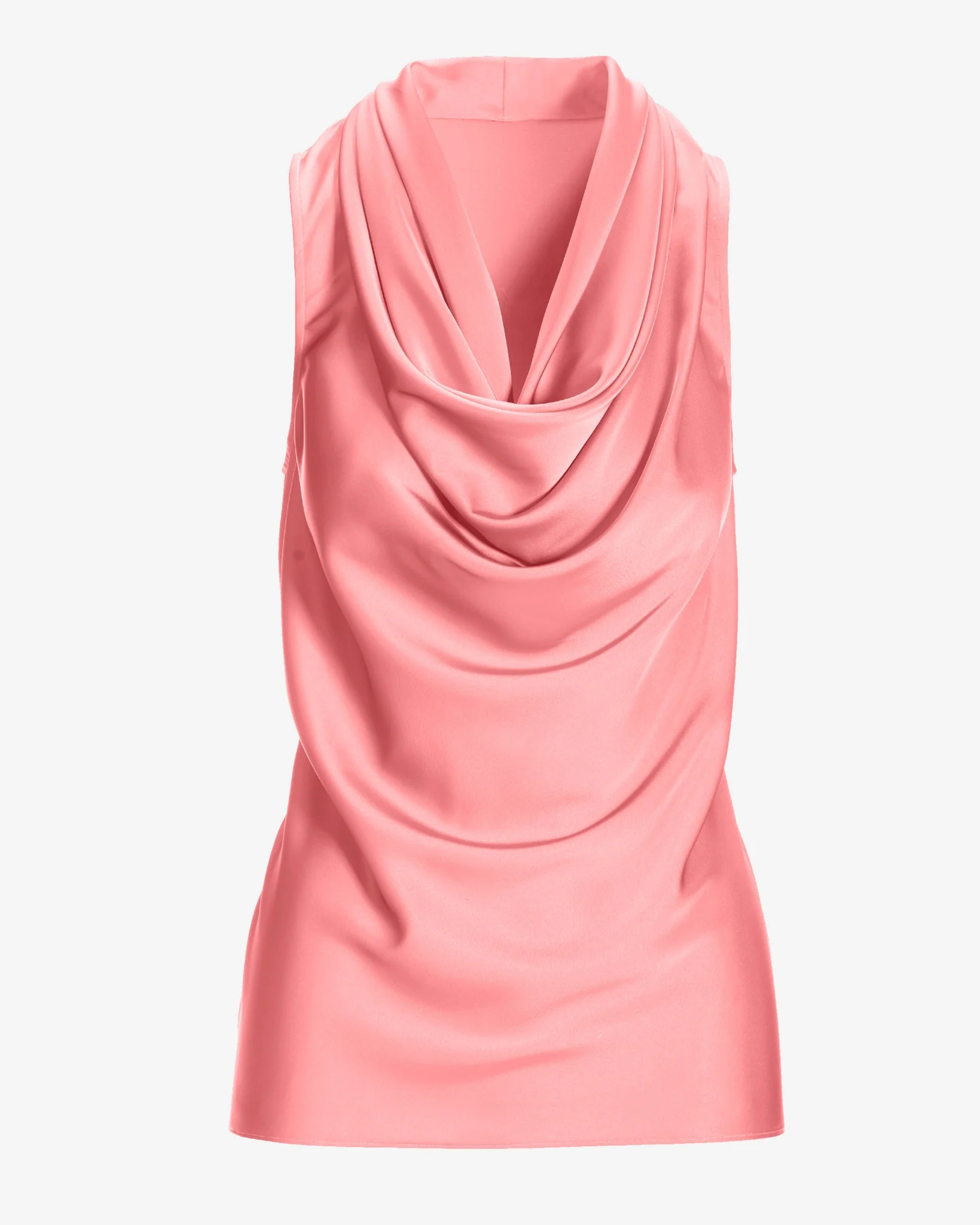 Marilyn Cowl-Neck Charmeuse Blouse Peony - Image 2