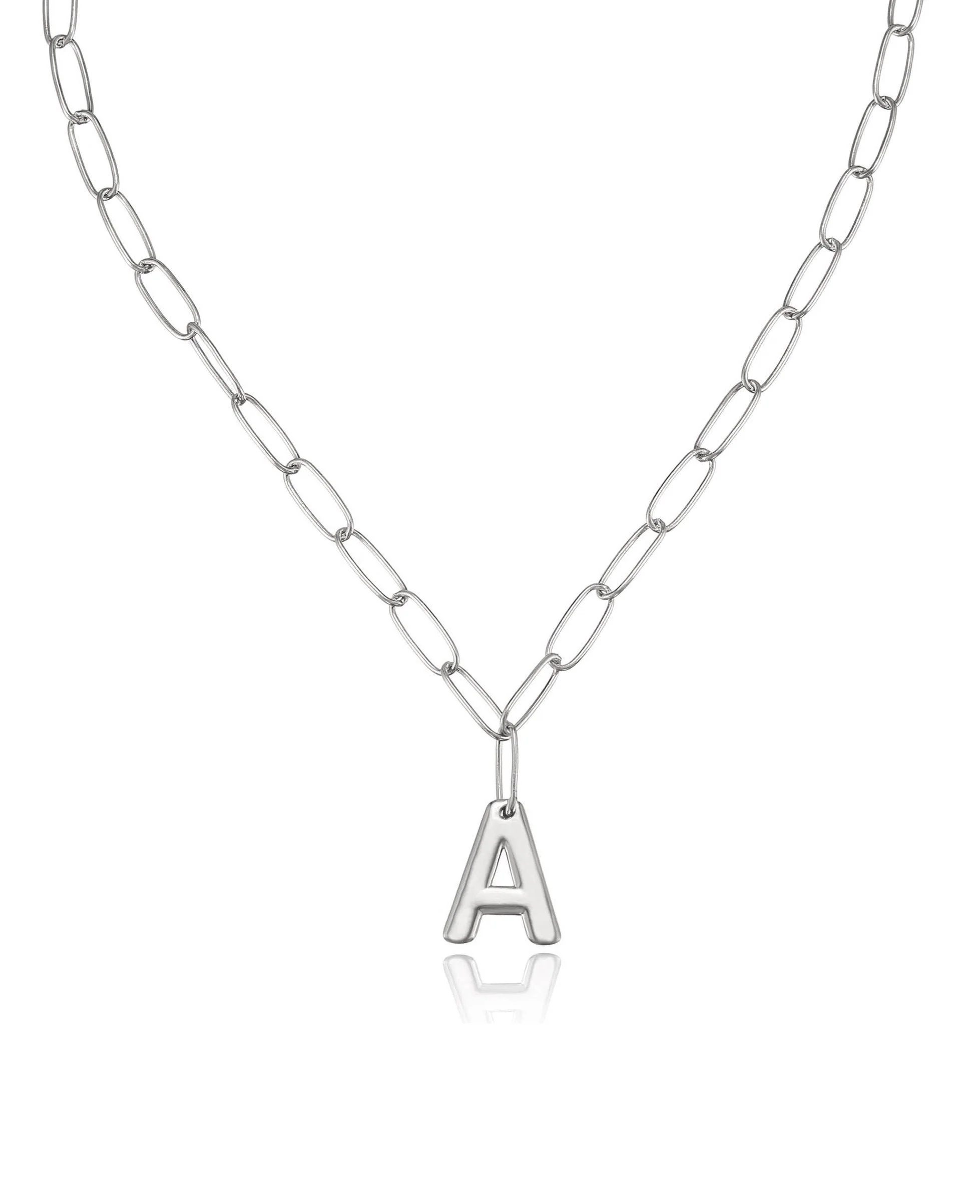 Paperclip Link Initial Necklace - Image 28