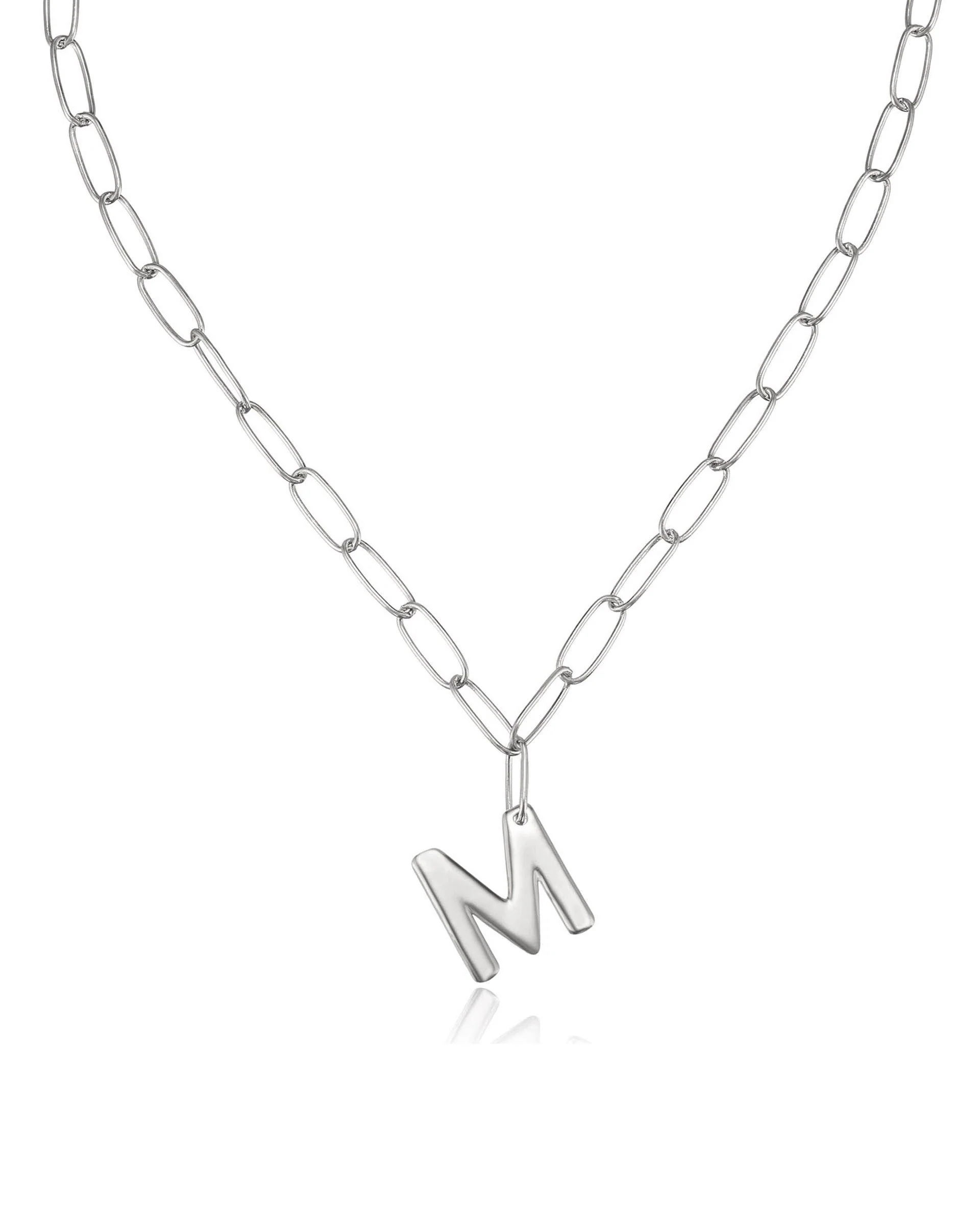 Paperclip Link Initial Necklace - Image 39