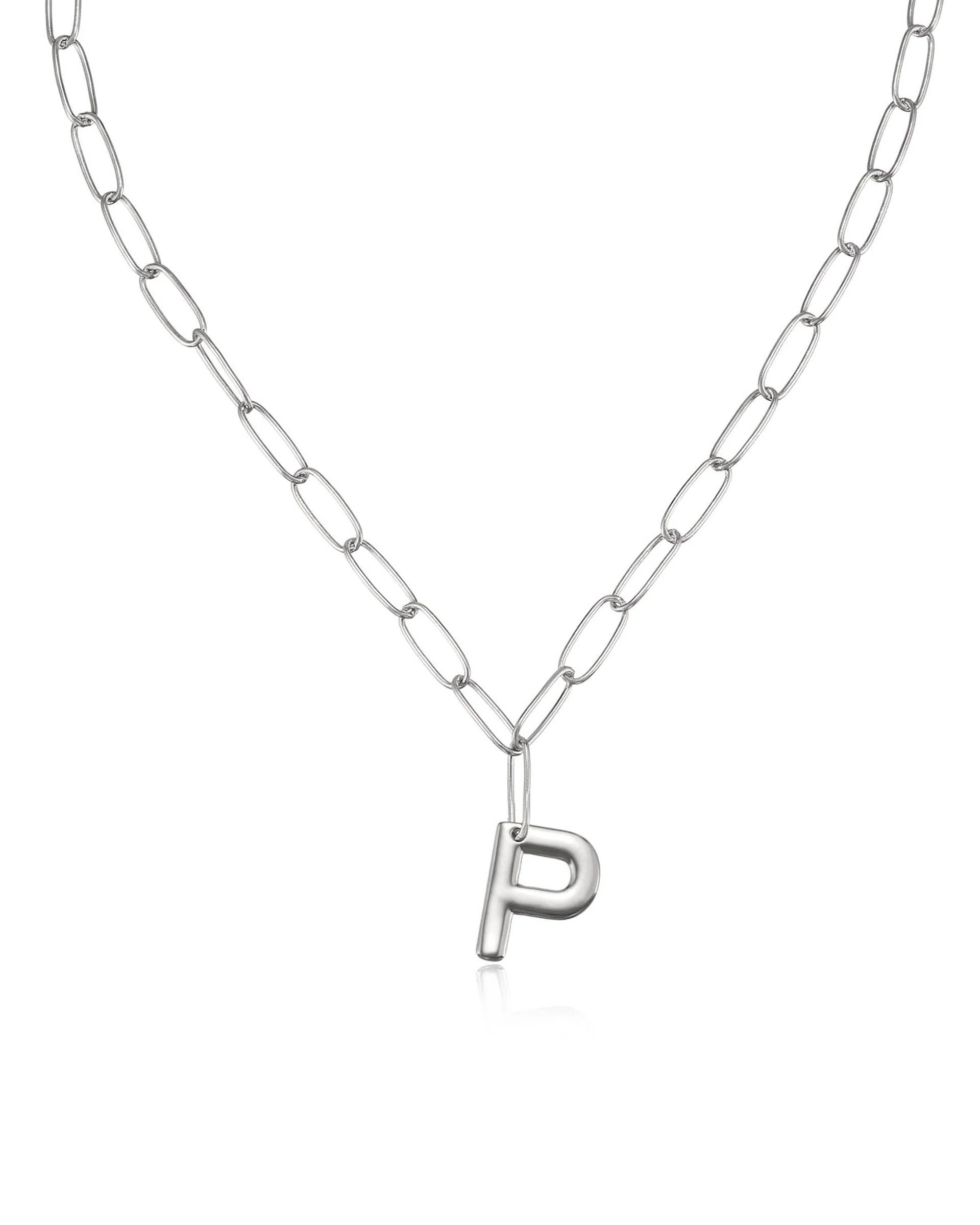 Paperclip Link Initial Necklace - Image 42