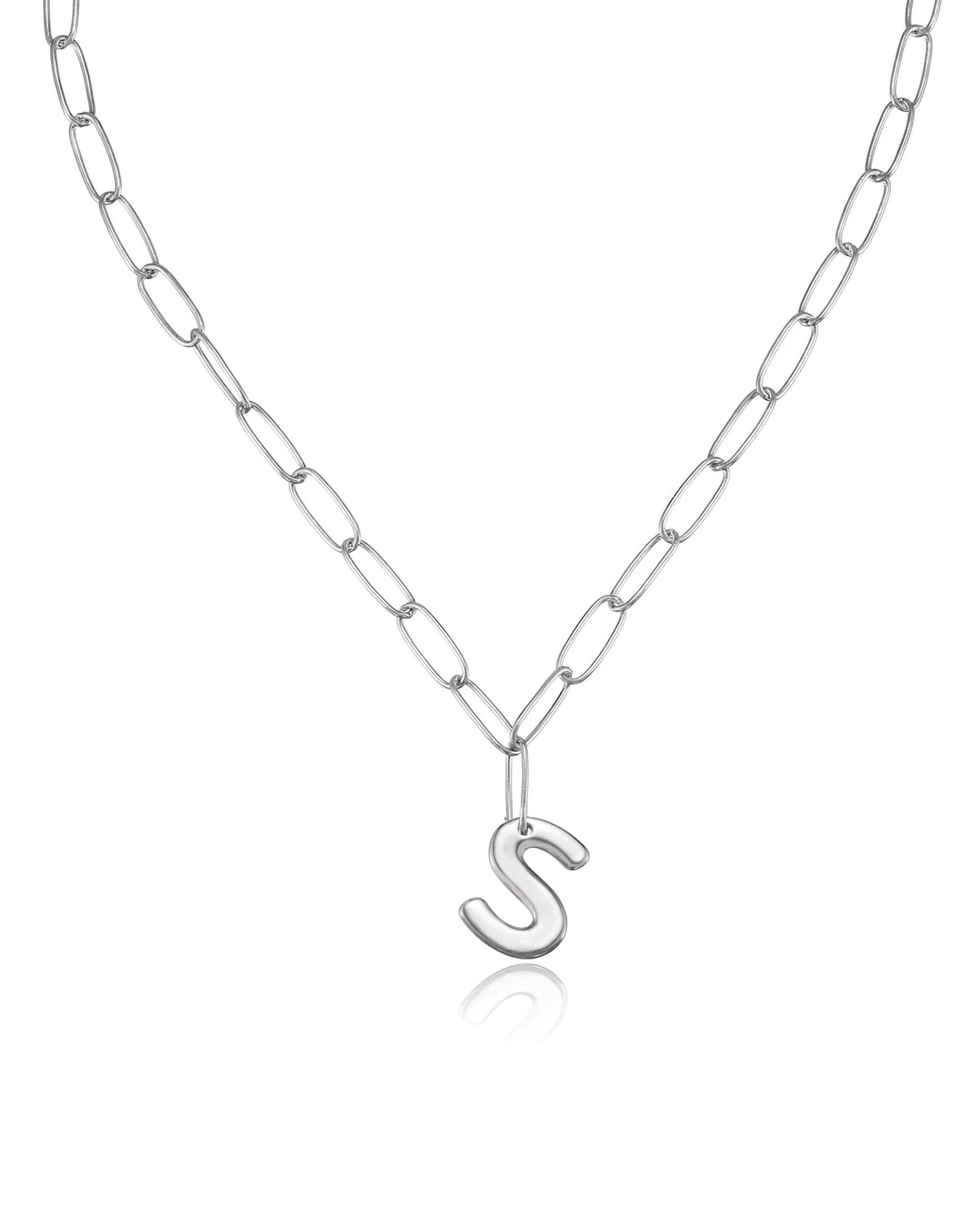 Paperclip Link Initial Necklace - Image 44