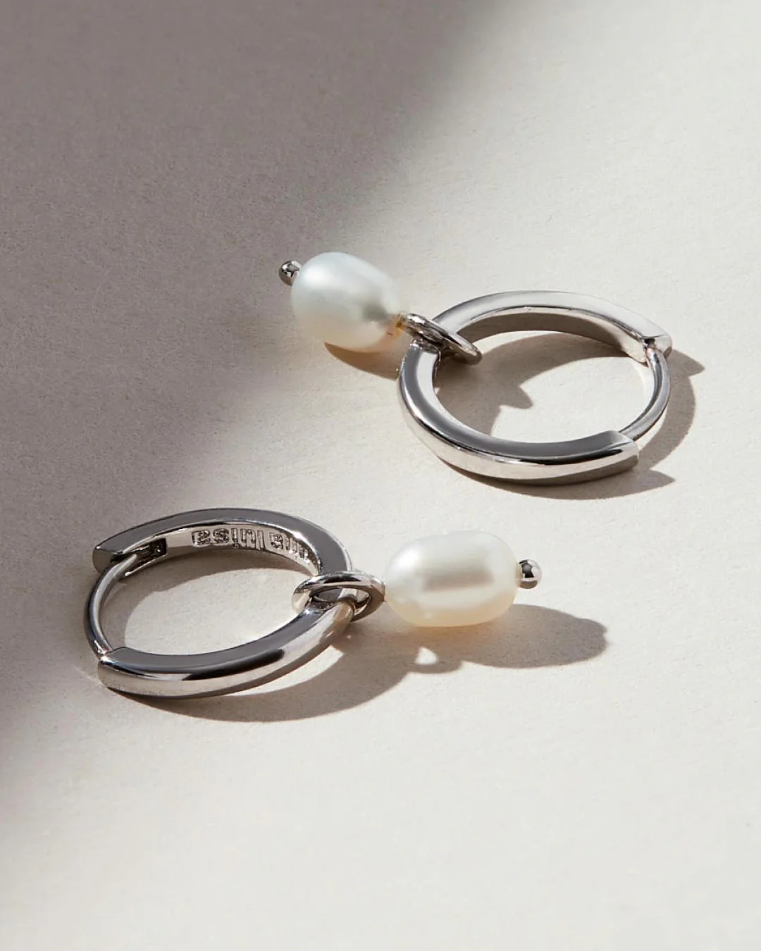 Pearl Huggie Hoops - Frida Silver - Image 7