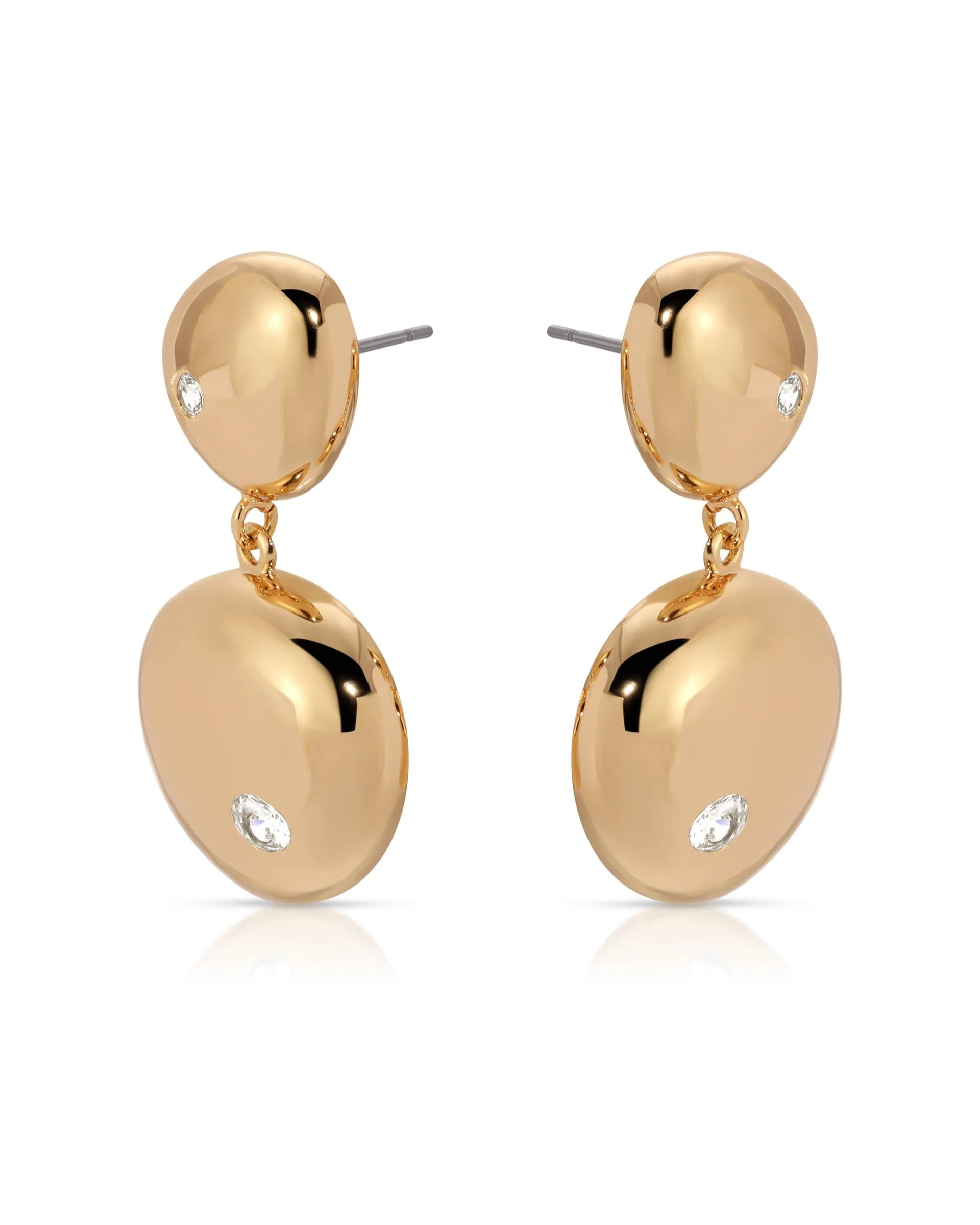 Polished Double Pebble Drop Earrings - Image 8