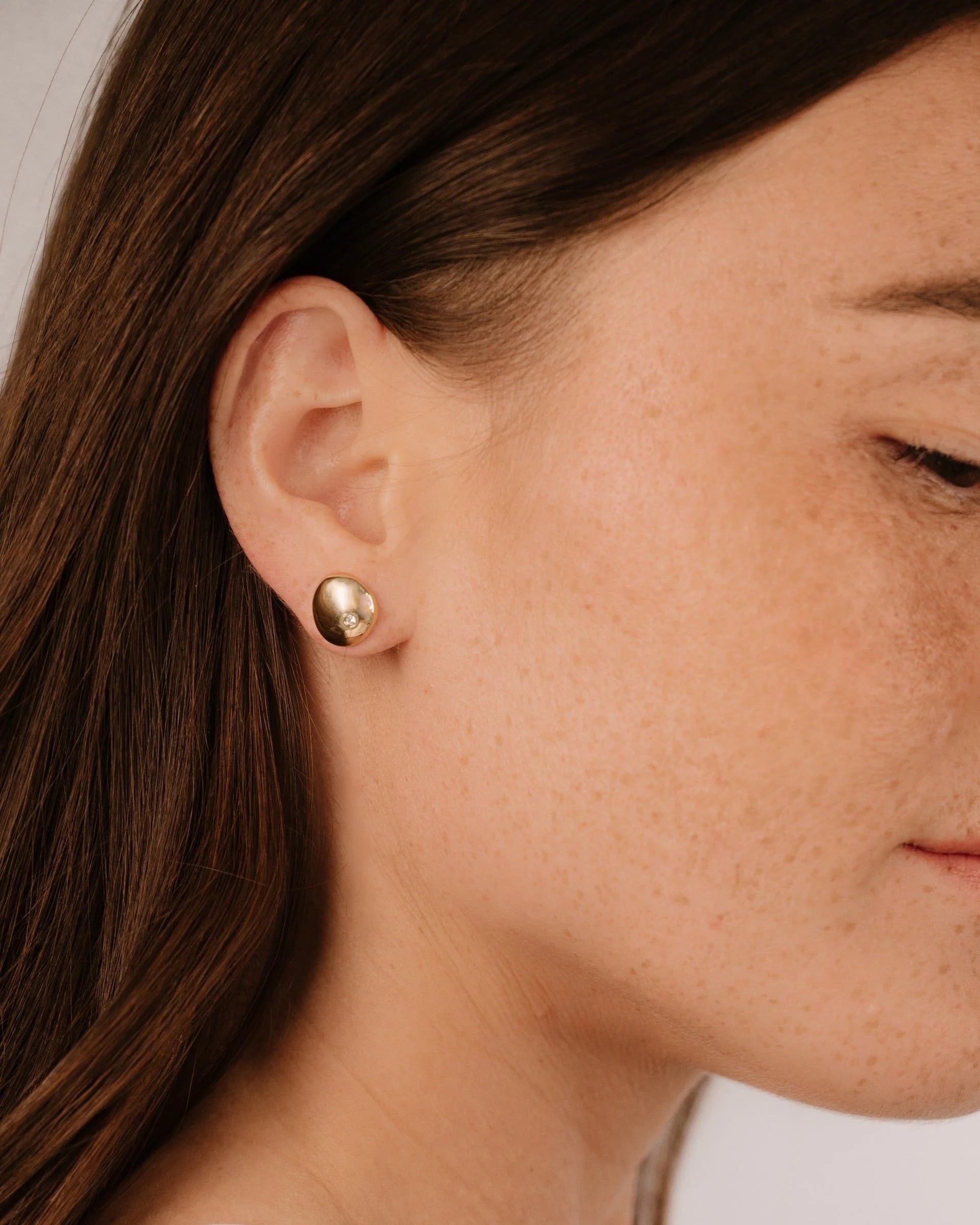 Polished Pebble Crystal Stud Earrings - Image 7