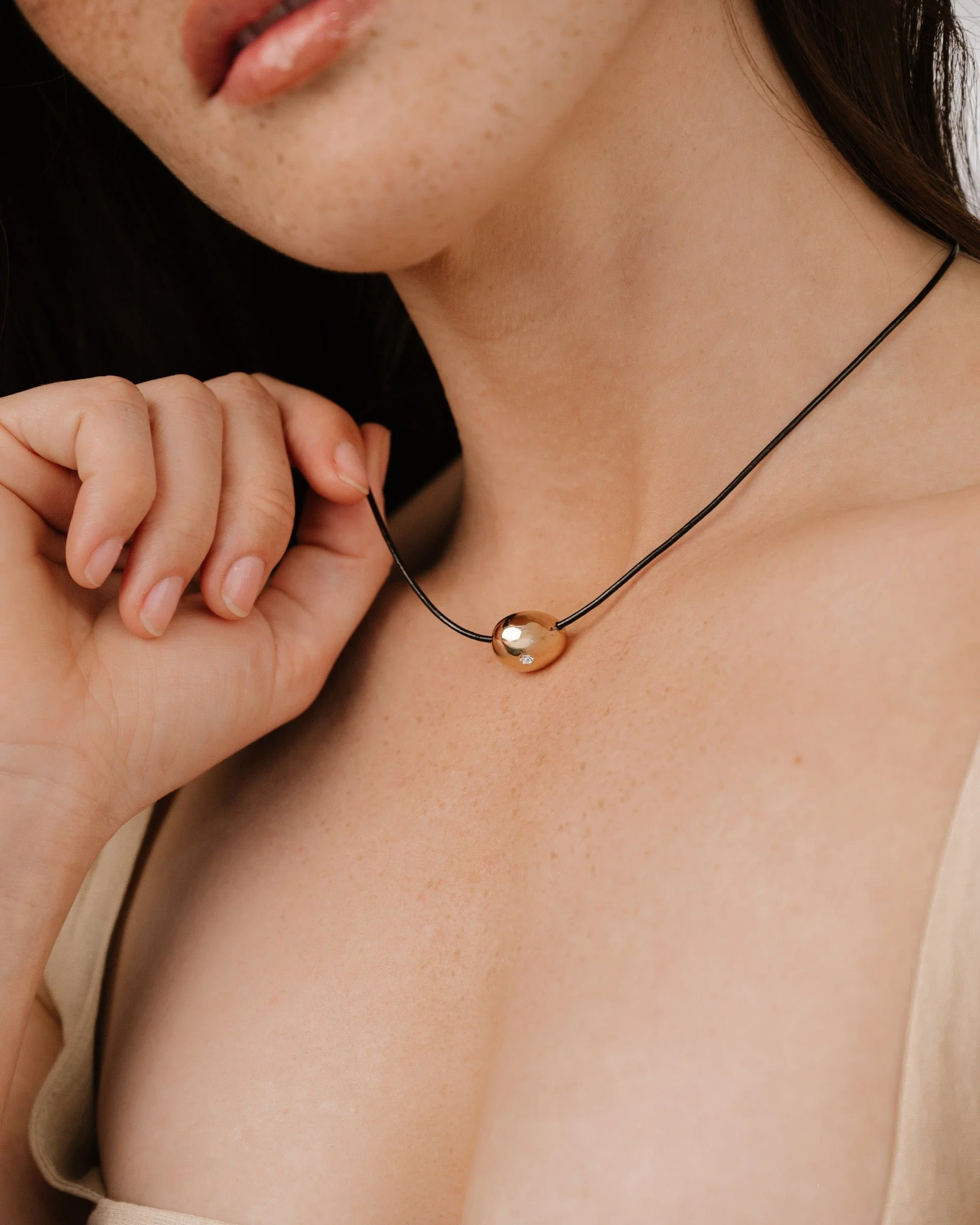 Polished Pebble Leather Pendant Necklace - Image 13