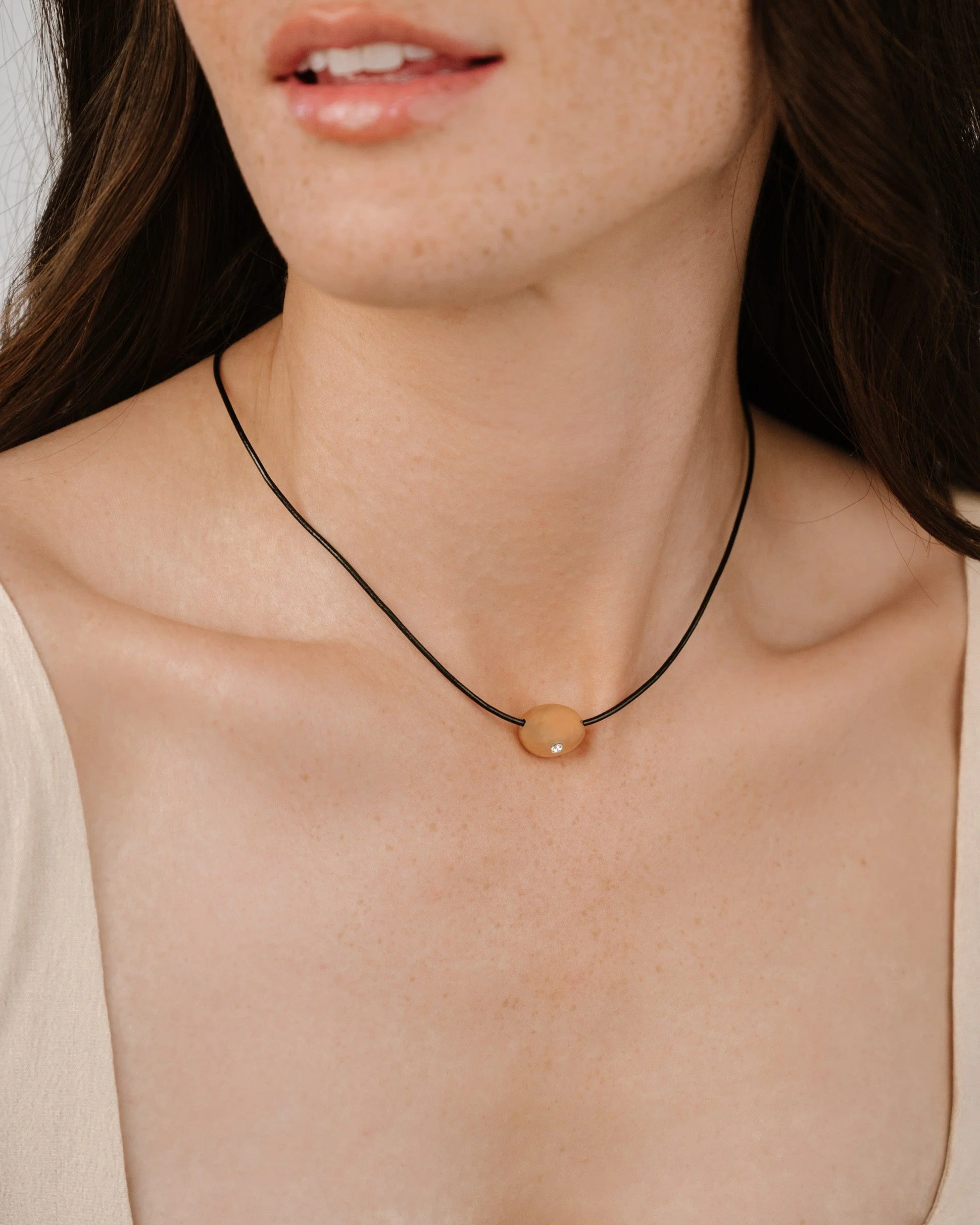 Polished Pebble Leather Pendant Necklace - Image 6