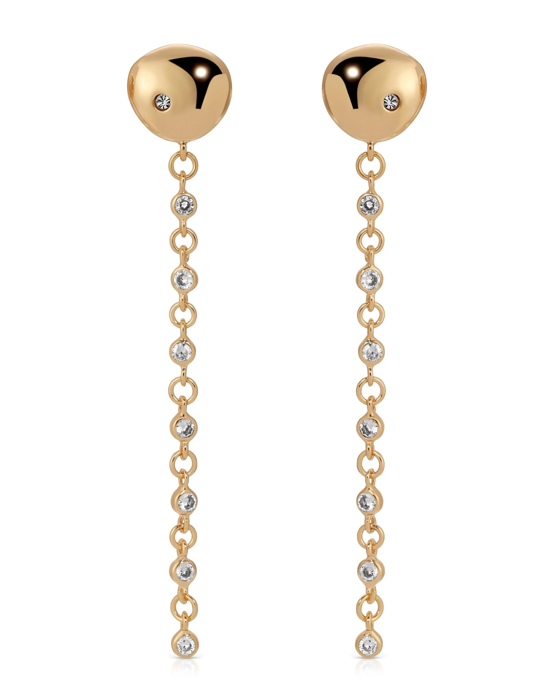 Polished Pebble Linear Chain Earrings