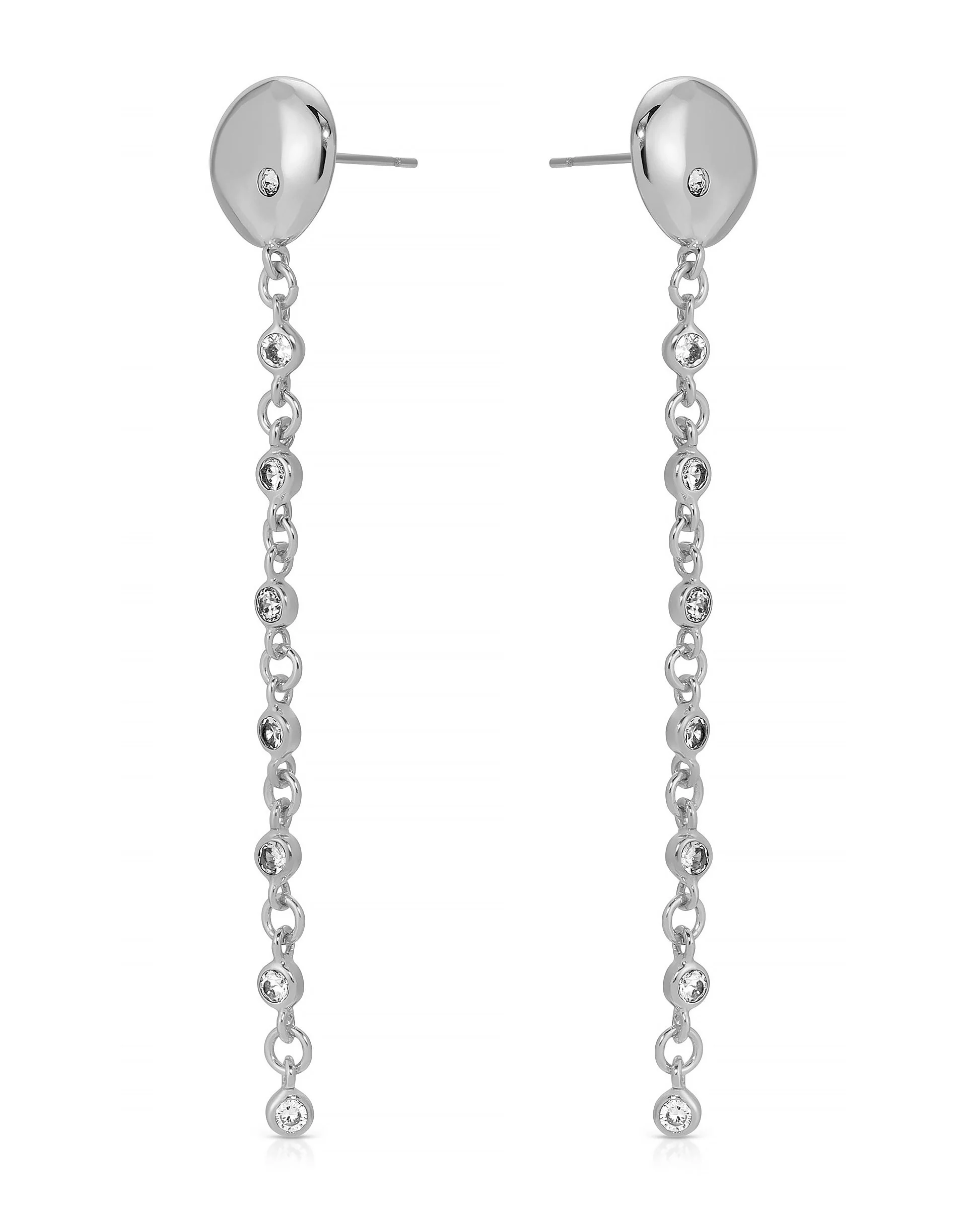 Polished Pebble Linear Chain Earrings - Image 8