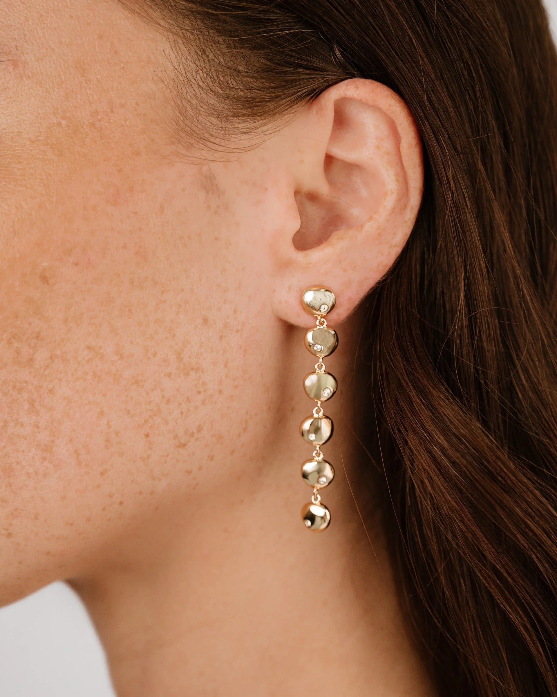 Polished Pebble Linear Dangle Earrings - Image 2