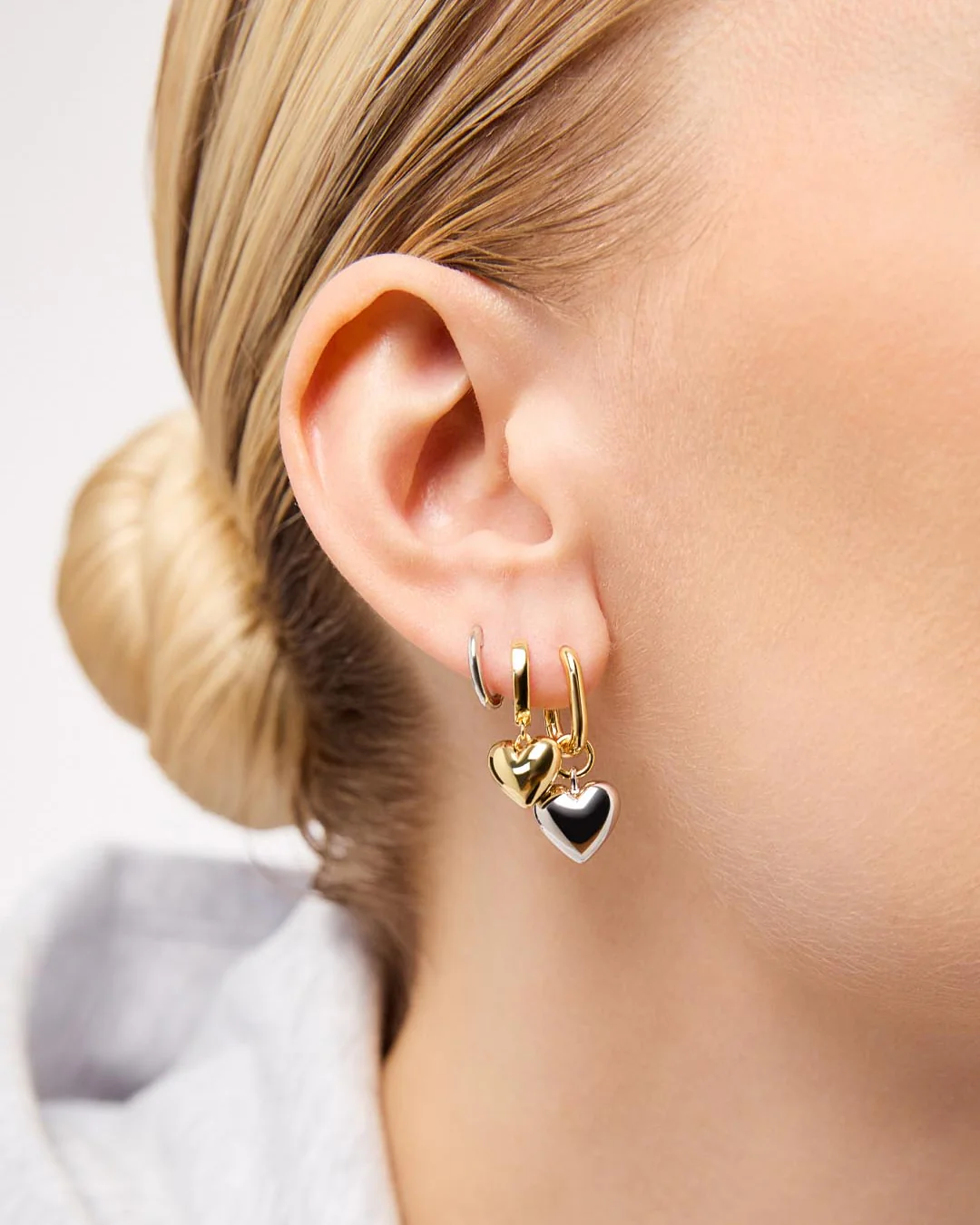 Puffed Heart Hoops - Jessica - Image 2