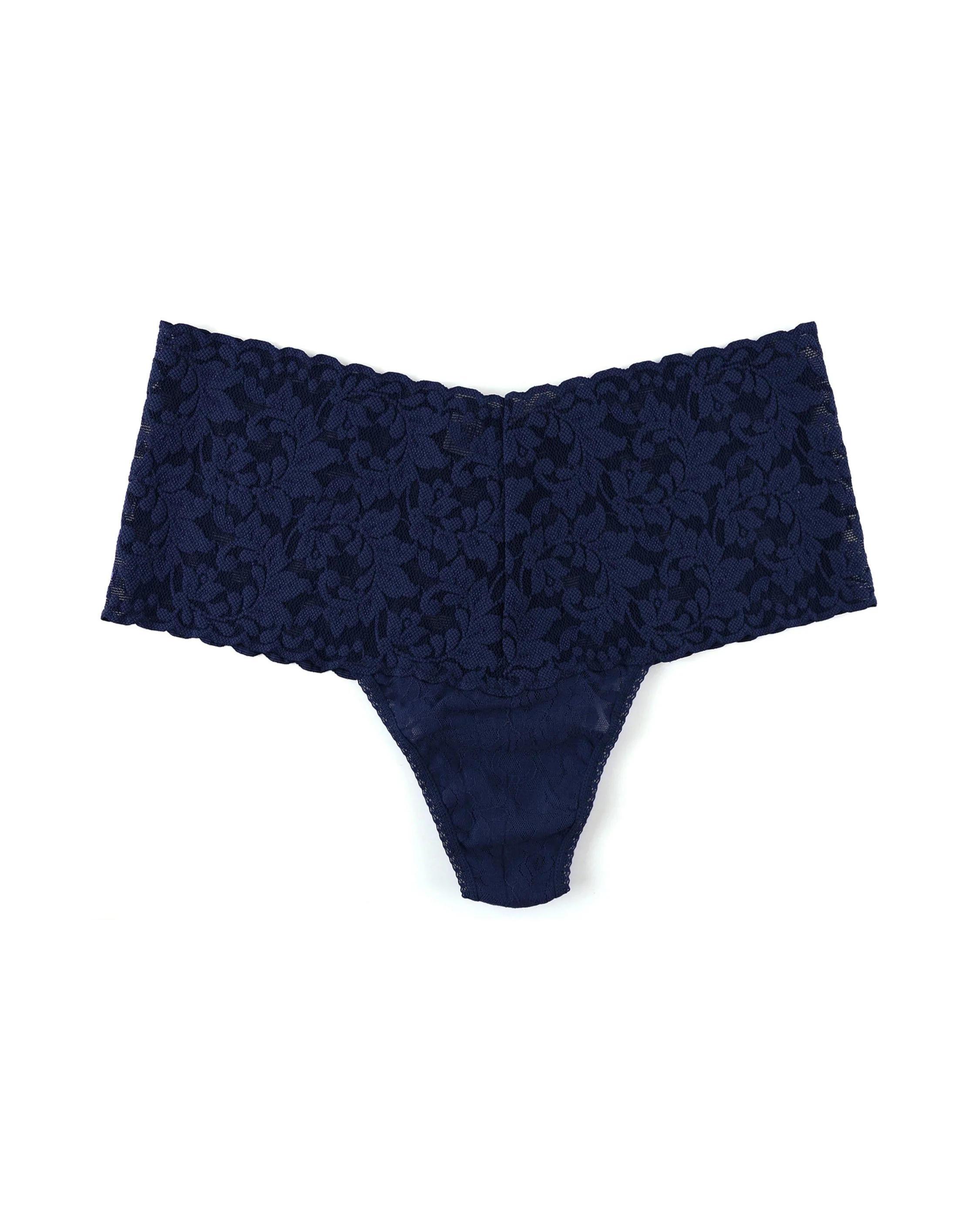 Retro Lace Thong Navy - Image 3