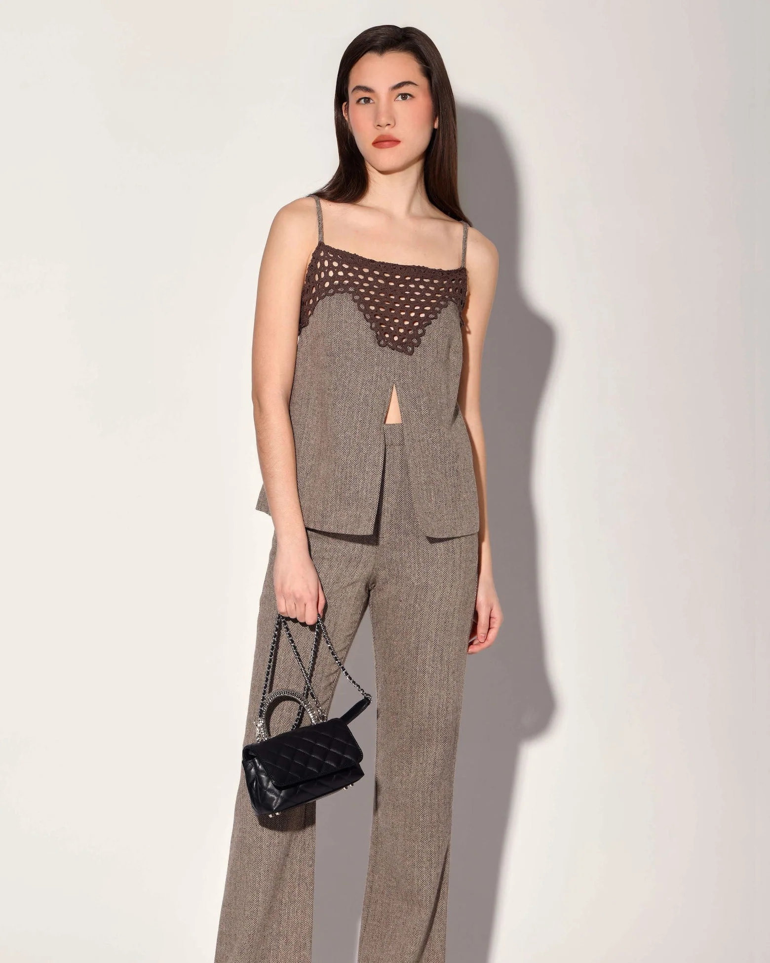 Sabine Top, Brown Herringbone - Image 2