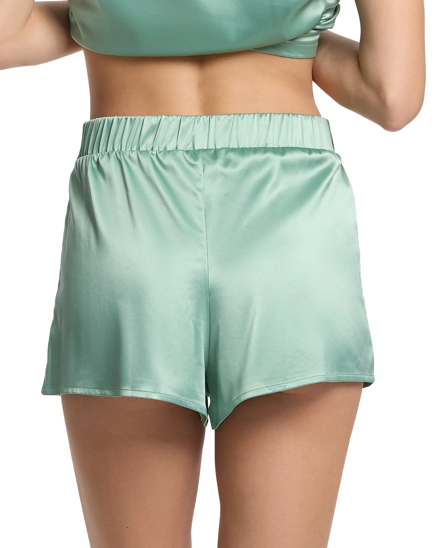 Satin Sleep Drawstring Short Green Tea - Image 2
