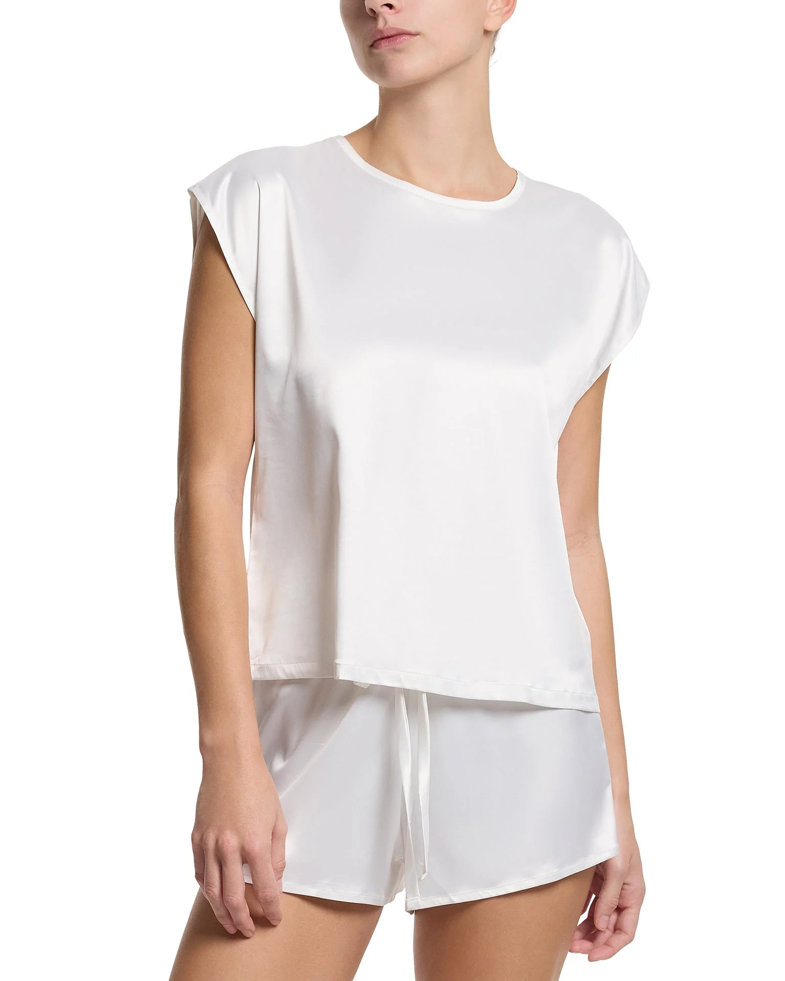 Satin Sleep Drawstring Short Light Ivory - Image 3