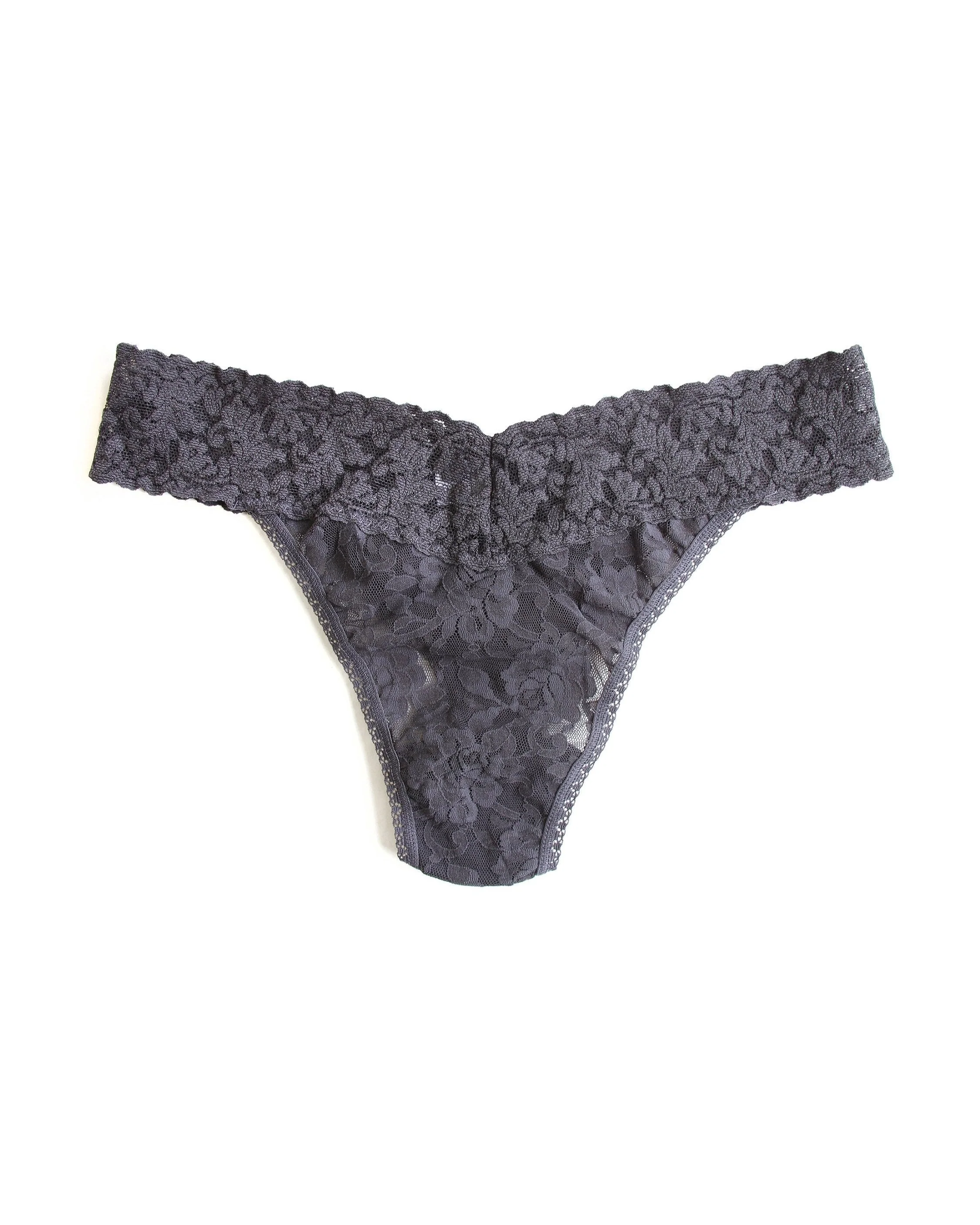 Signature Lace Original Rise Thong Granite Grey - Image 2