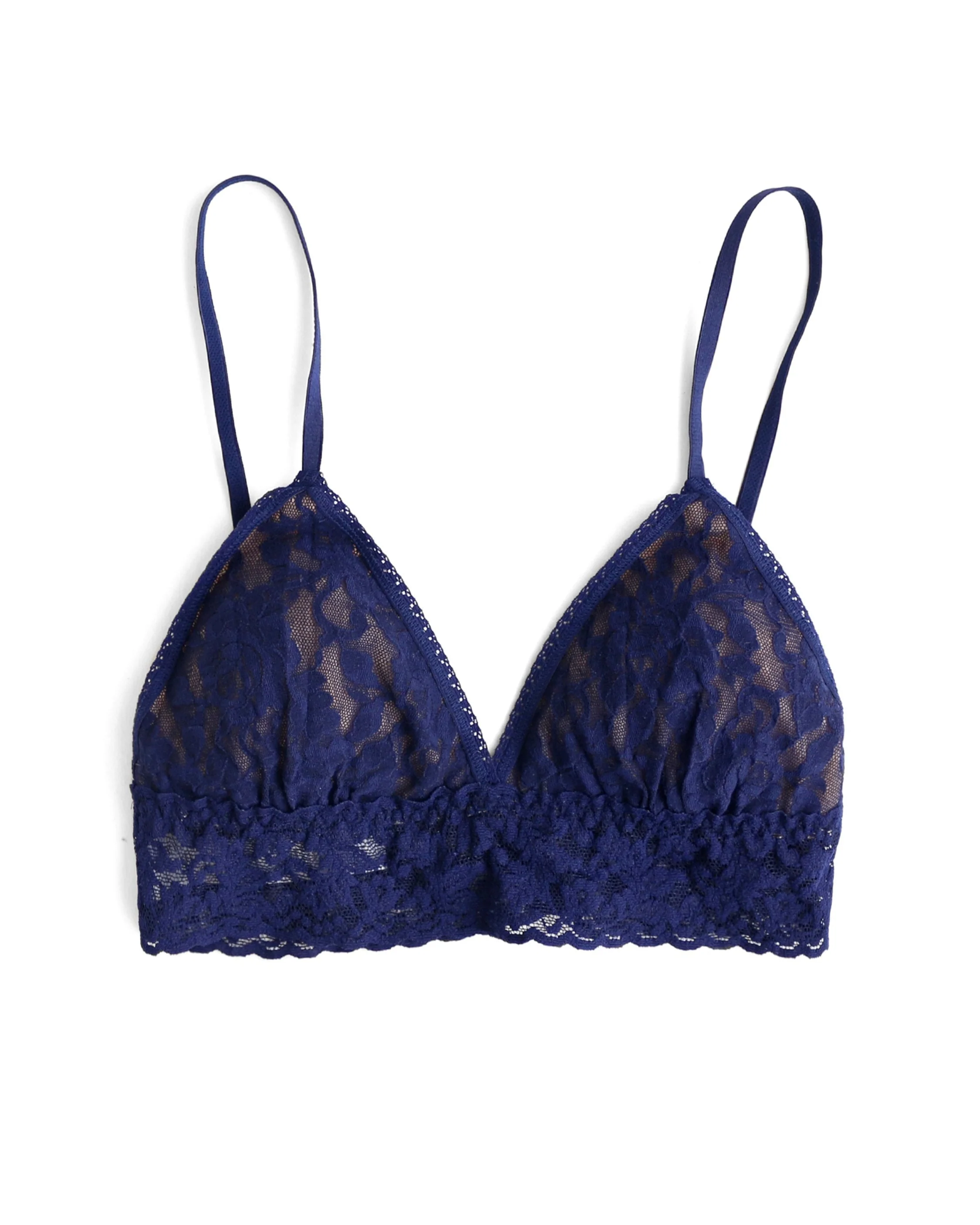 Signature Lace Padded Triangle Bralette Navy - Image 3