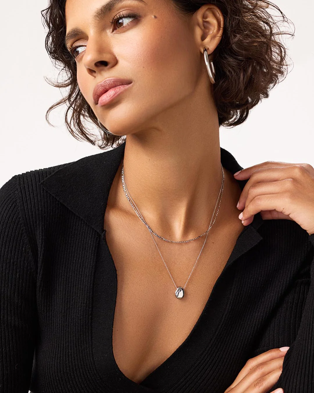Silver Pendant Necklace - Pebble Mini Silver - Image 5