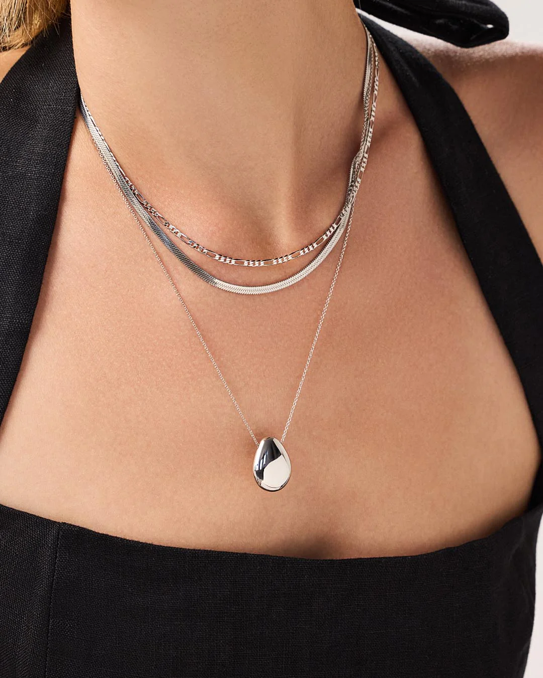 Silver Pendant Necklace - Pebble Silver - Image 5