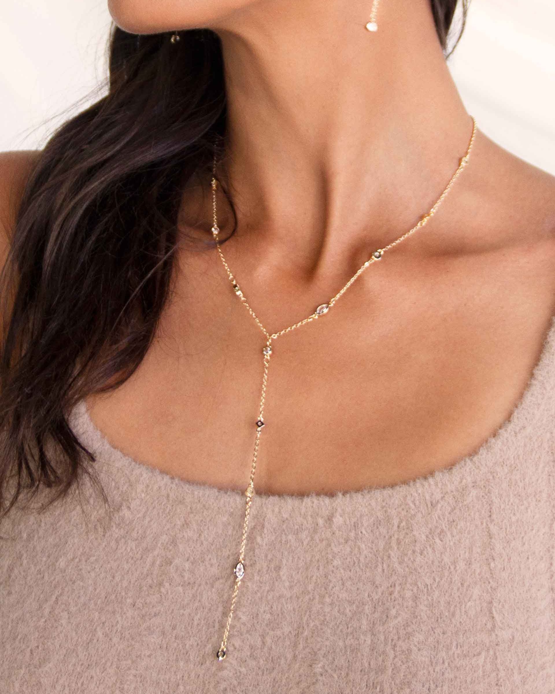 Simple Statement Crystal Dotted Lariat - Image 4